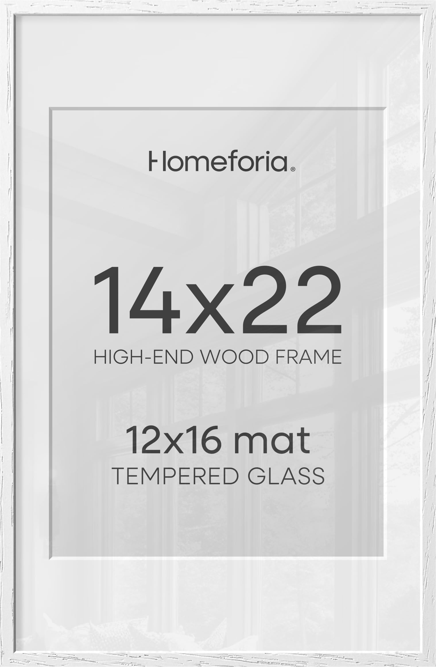 Homeforia 14x22 White Oak Picture Frame, High-End Wood, 12x16 Mat, Glass | High End Solid Oak Wood, Tempered Glass, Acid-Free 12x16 Removable Mat, 14x22 Edge-to-Edge Display 22x14, Wall Kit, Set Of 2