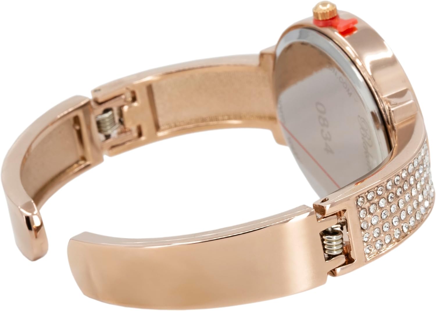 Blekon Collections Women's Fashion Watch - 32mm Rhinestone Bezel & Semi Cuff Bangle - A Stylish Timepiece Infused with Radiant Elegance, Perfect for Effortless Fashion and Glamorous Sophistication.