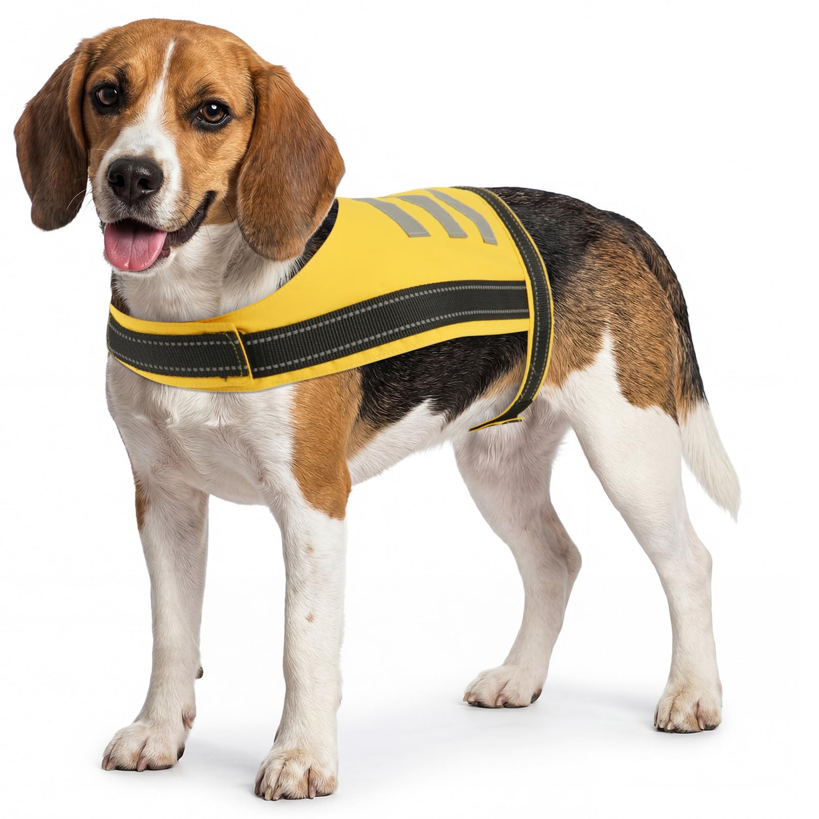 OUOBOB Breathable Mesh Dog Safety Vest, High-Vis Reflective Adjustable Vest for Night Walking & Summer, Easy Fit with Magic Tape (XS, Yellow)