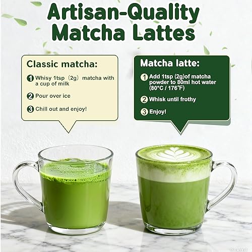 Miniatura 4 de Polvo matcha de grado ceremonial de primera calidad, 100% orgánico té verde japonés de primera cosecha, molido a piedra para lattes y ceremonias de