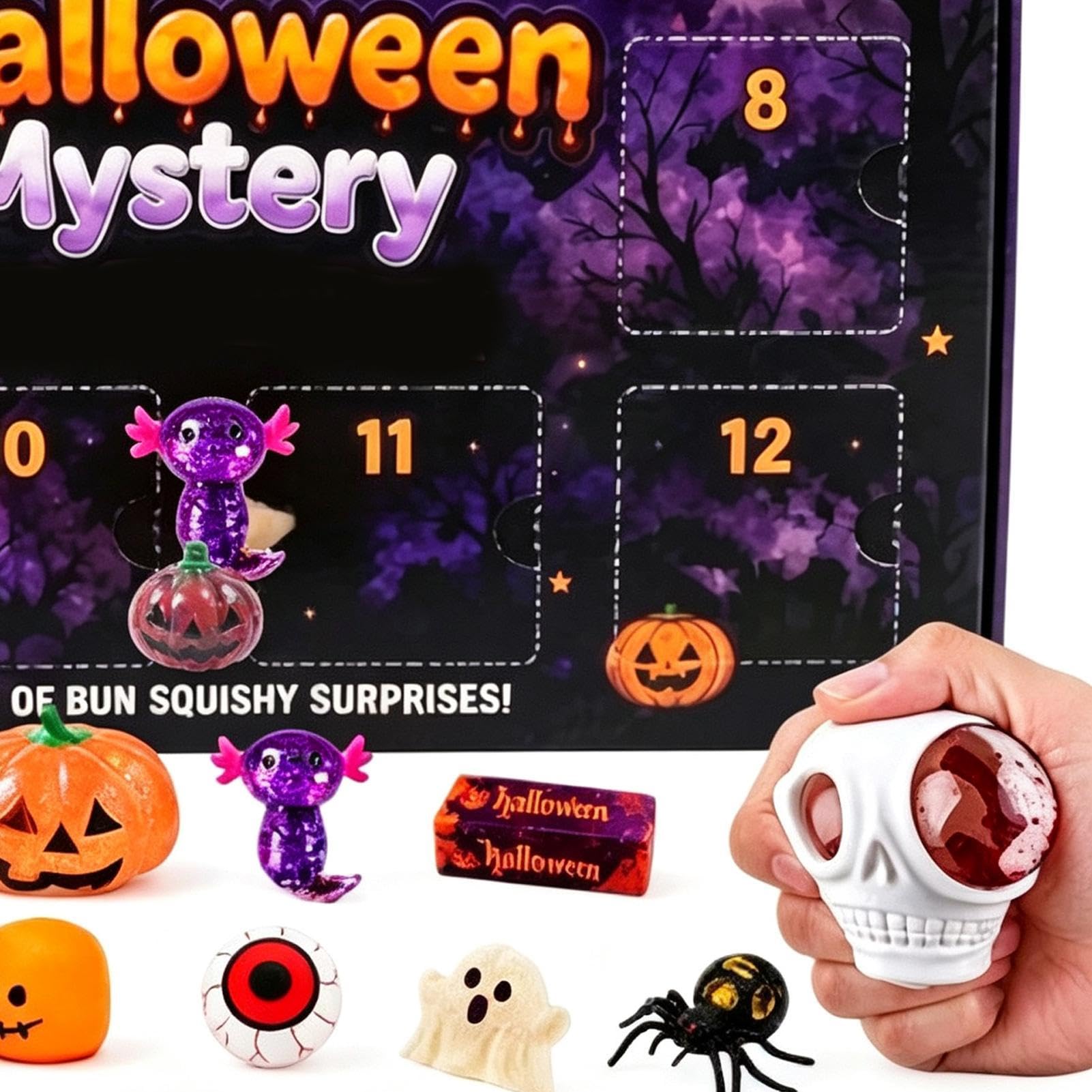 Halloween Adwentowe Gniotki 12-Dniowa Zabawna Miękka Urocza Figurka | Kalendarz Halloween Horror Dla Dzieci Chłopców Dziewczynek Przyjaciół Biur Imprez Szkoły Domu Nawiedzonego Domu