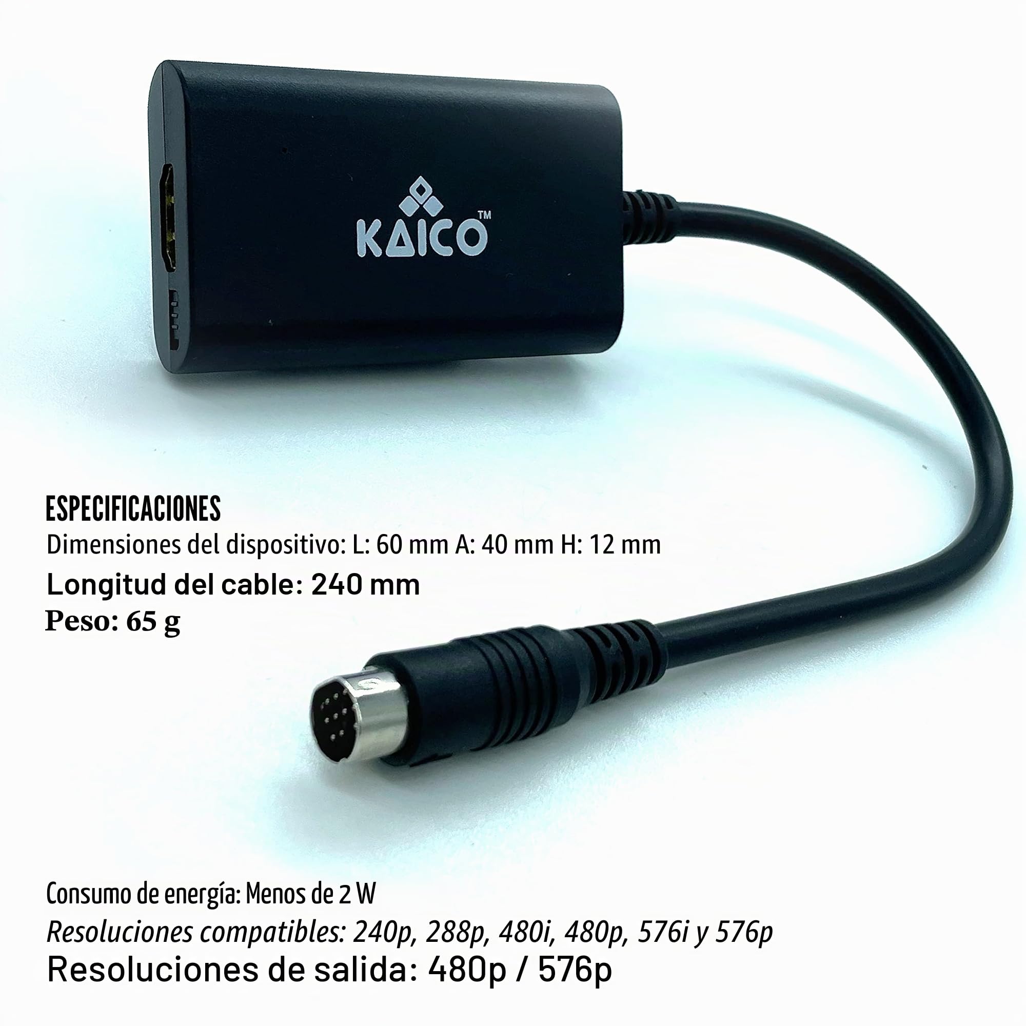 Kaico Adaptador HDMI Sega Saturn 1080p - para Uso con Sega Saturn - Soporta Salida de Video S - Soporta Consolas PAL y NTSC - Interruptor de relación de Aspecto para 16:9 o 4:3