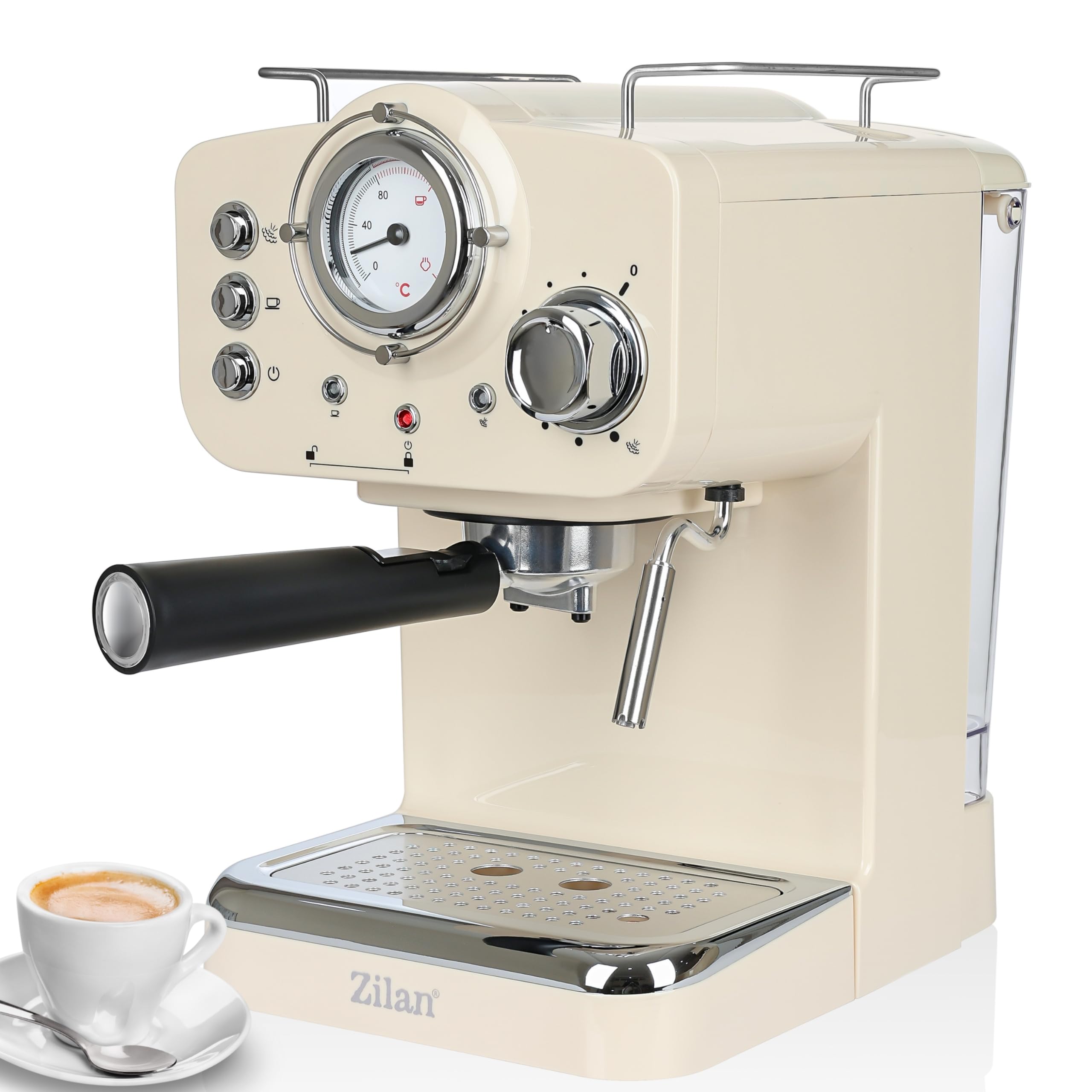 Zilan Machine à expresso avec mousseur à lait - 15 bar - Machine à cappuccino - Porte-filtre - Machine à café - Machine à expresso - Machine à café