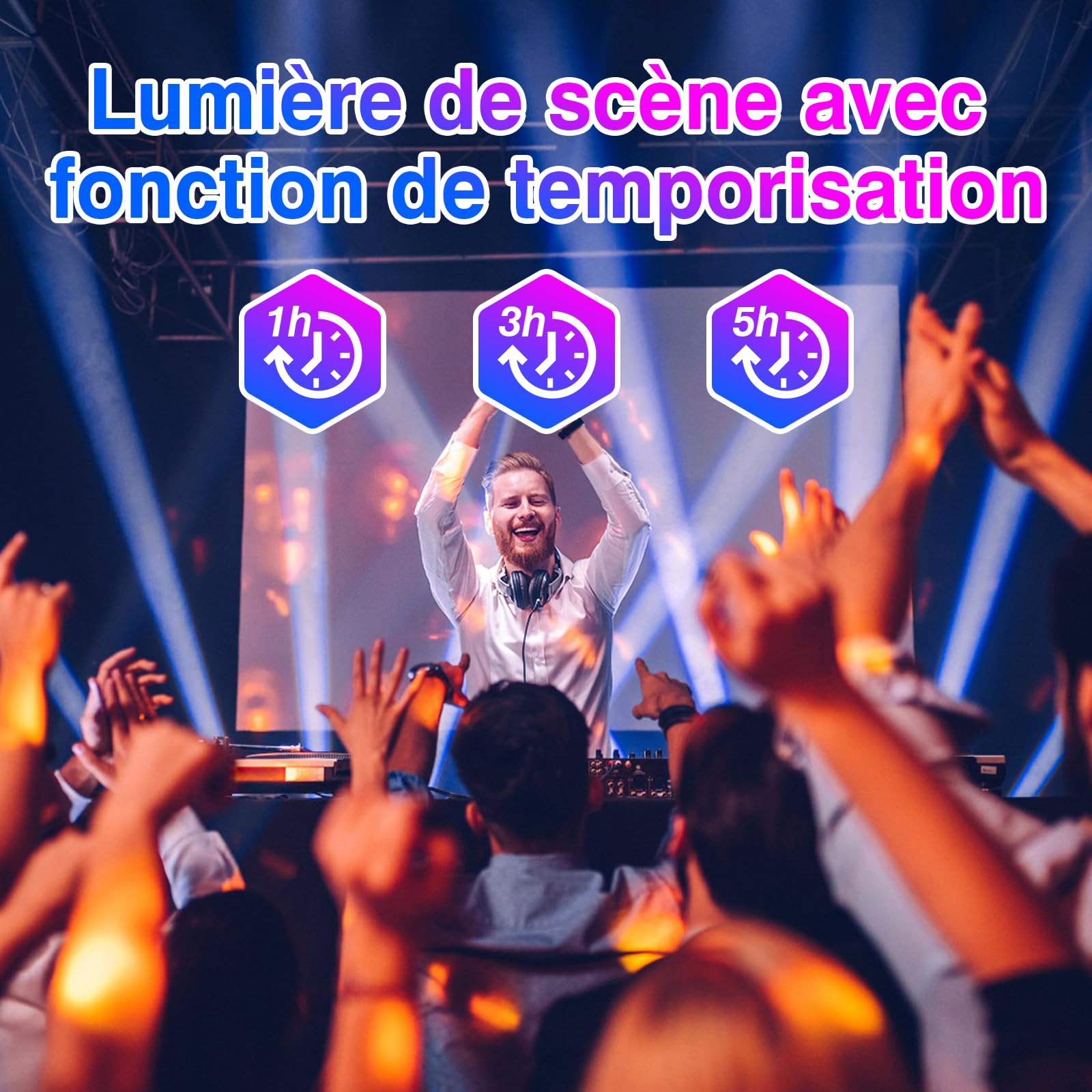Tomshine 6 en 1 Lampe de Fête Double Disque de Boogie – Lumière DJ/Scène Activée par le Son, 64 Motifs HD, UV, Stroboscope, Minuterie & Télécommande pour Anniversaire, Mariage & Décoration