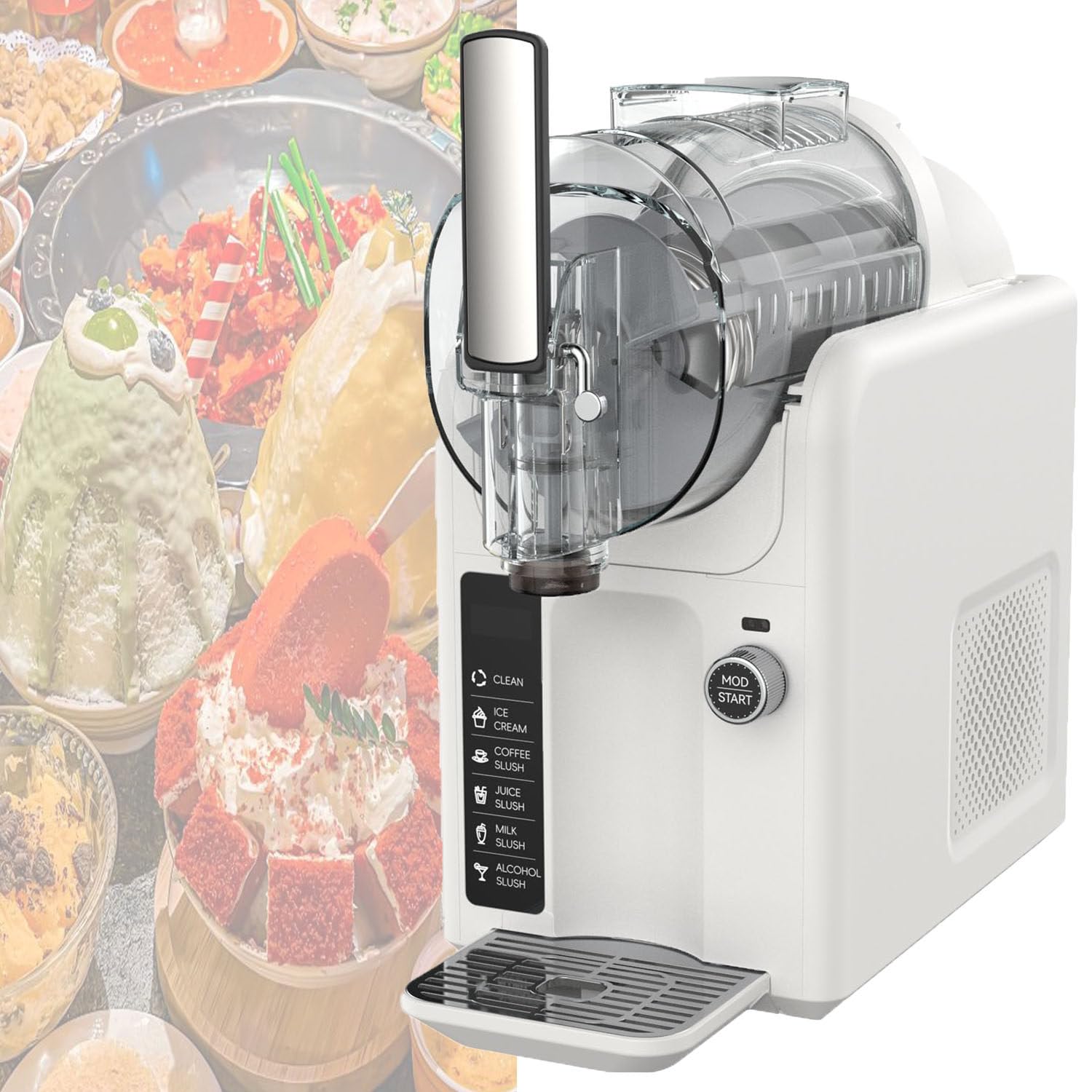 GTANND Soft Serve Ice Cream Maker & Slushie Machine,2L Milkshake Cold Drink Machine,Frozen Drink Self-Chilling Slushy Maker With Self-Cleaning,For Home/Small Commercial White