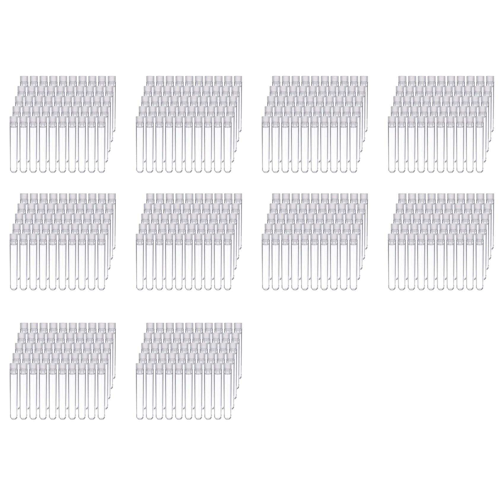1000 Sztuk Przezroczyste Plastikowe ProbóWki z BiałYmi ZakręTkami Pojemniki na Próbki Butelki Push Caps 12X75mm