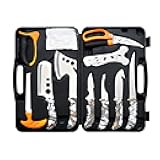 KNINE OUTDOORS Hunting Deer Knife Set Field Dressing Kit Portable Butcher Game Processor Set, 12 Pieces