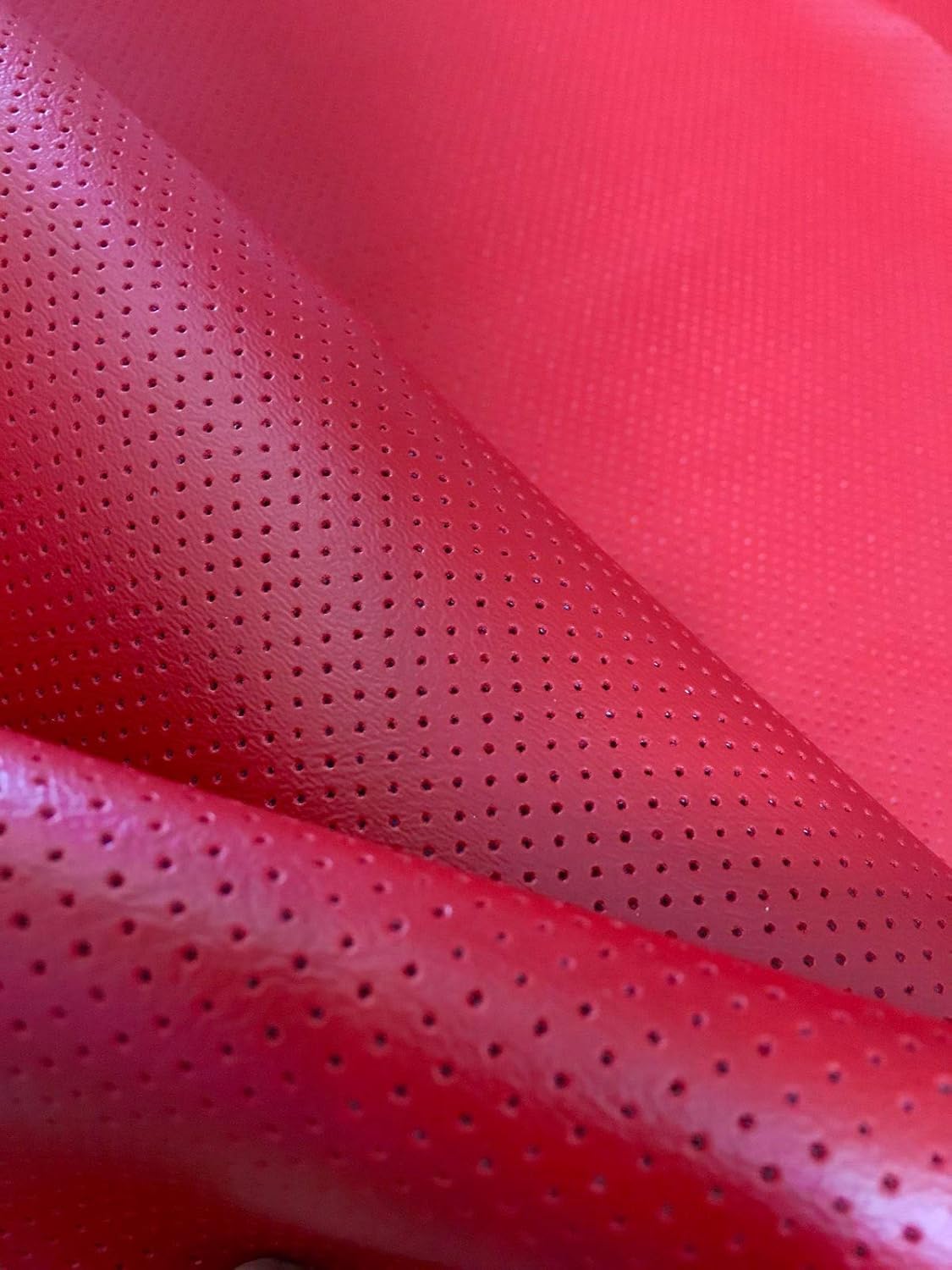 LUVFABRICS Fully Perforated Holes Marine Grade Upholstery Hospitality Automotive Faux Leather Vinyl Fabric (RED RED RED)