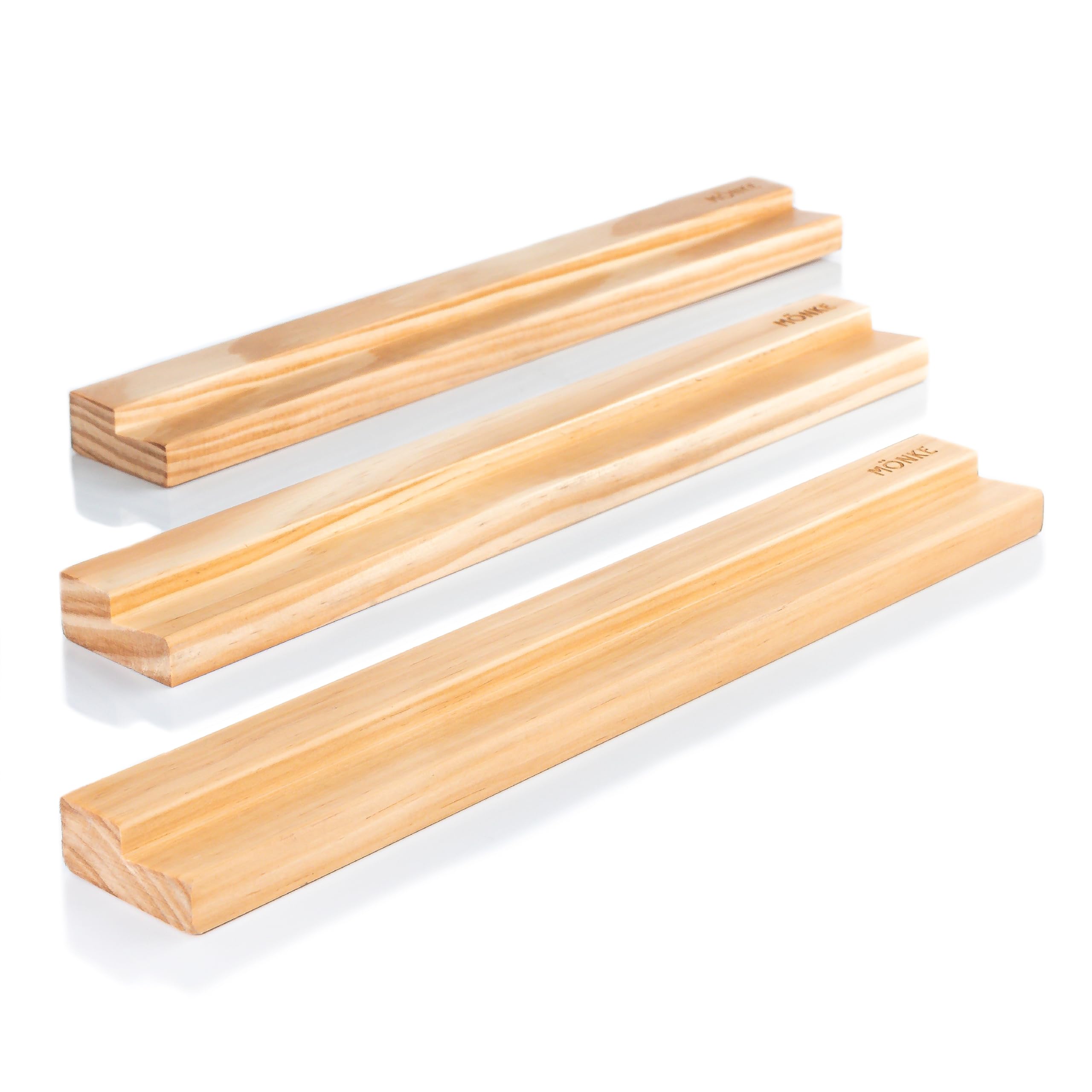 MÖNKE Vinyl Record Shelf - 3 Display Ledges Made of Solid Wood -A