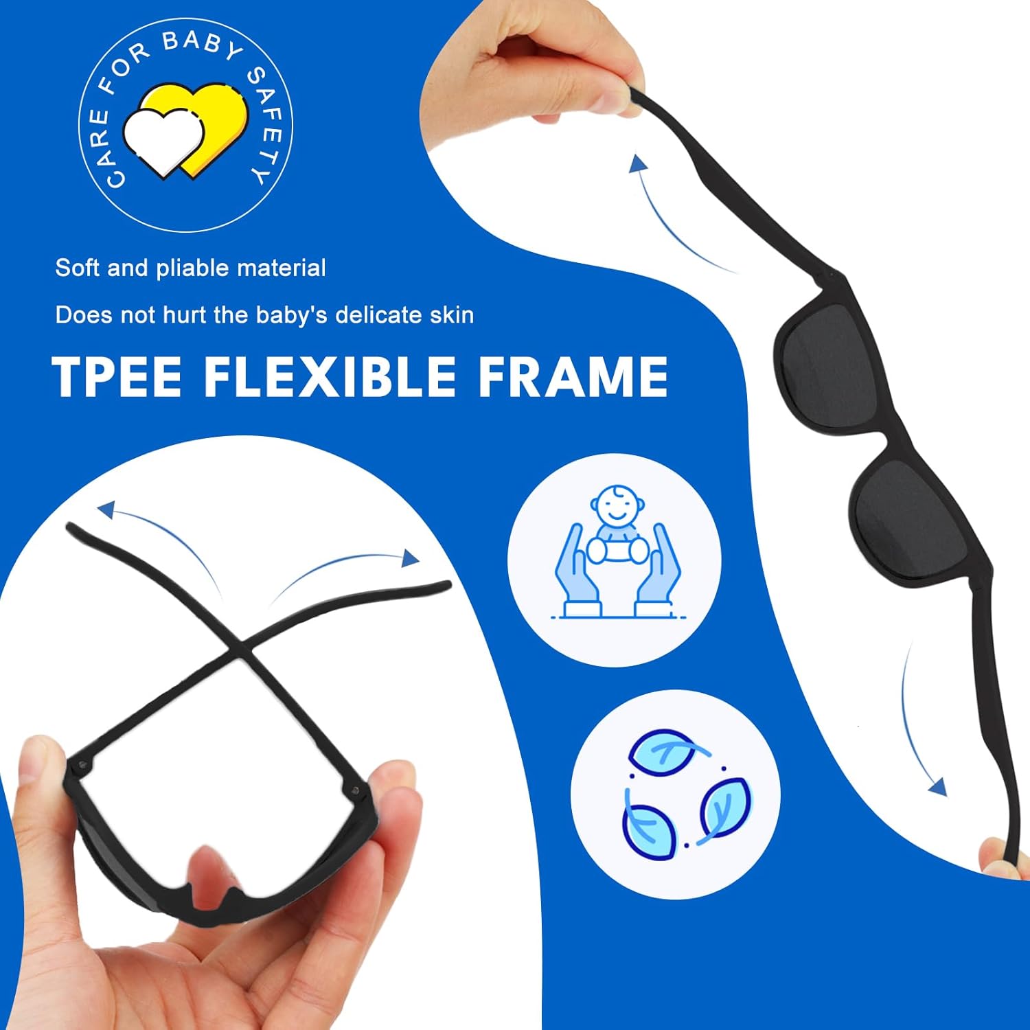 2 Pack Toddler Sunglasses Polarized with Strap for 0-24 Months/2-4 Years Kids, Girls Boys Baby Glasses UV Protection - Image 5