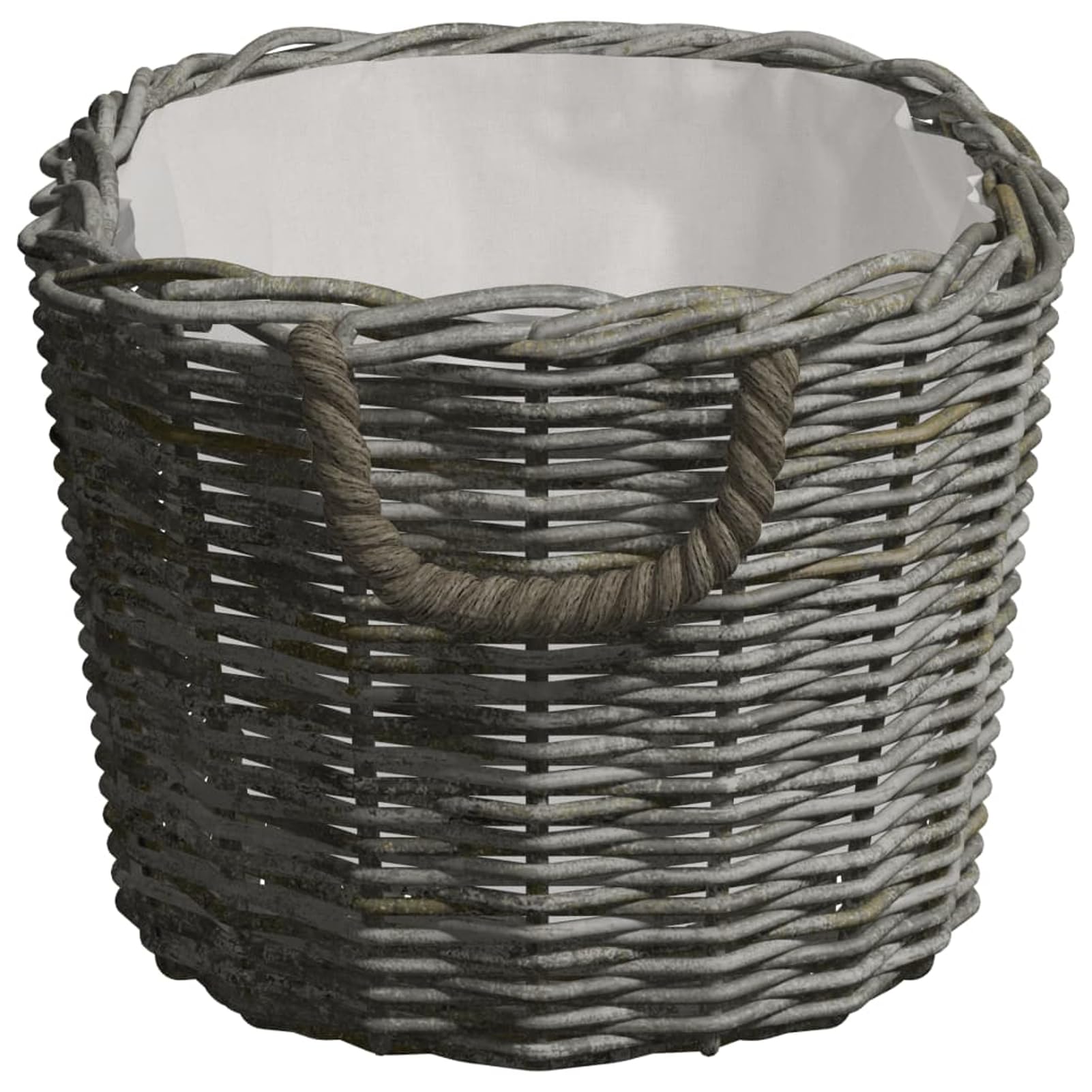 Gecheer Cesta de leña Asas de Transporte Sauce Natural Gris 59x42x28 cm