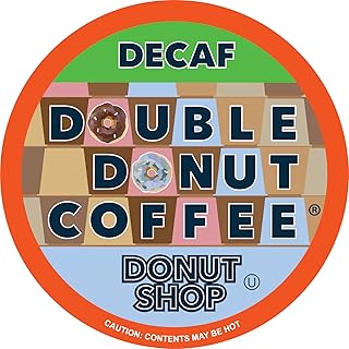 Double Donut Coffee Shop Decaf Coffee Pods Medium Roast Coffee, Decaffeinated Single-Serve Pods for Keurig K Cup Brewer Machines, 24 Count (Pack of 1)