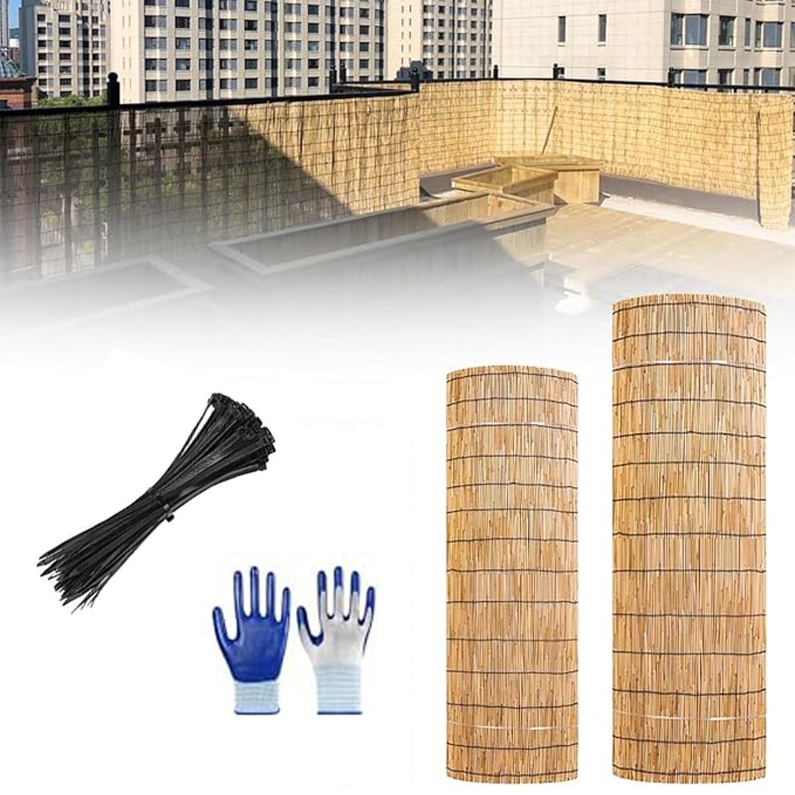 Canna di Bambu Rotolo,Recinzione in Canna Naturale,Decorazione Murale in bambù,Schermo per La Privacy del Balcone,Robusto,Facile da Installare, Divisorio per Occultamento Delimitazione(100x500cm)