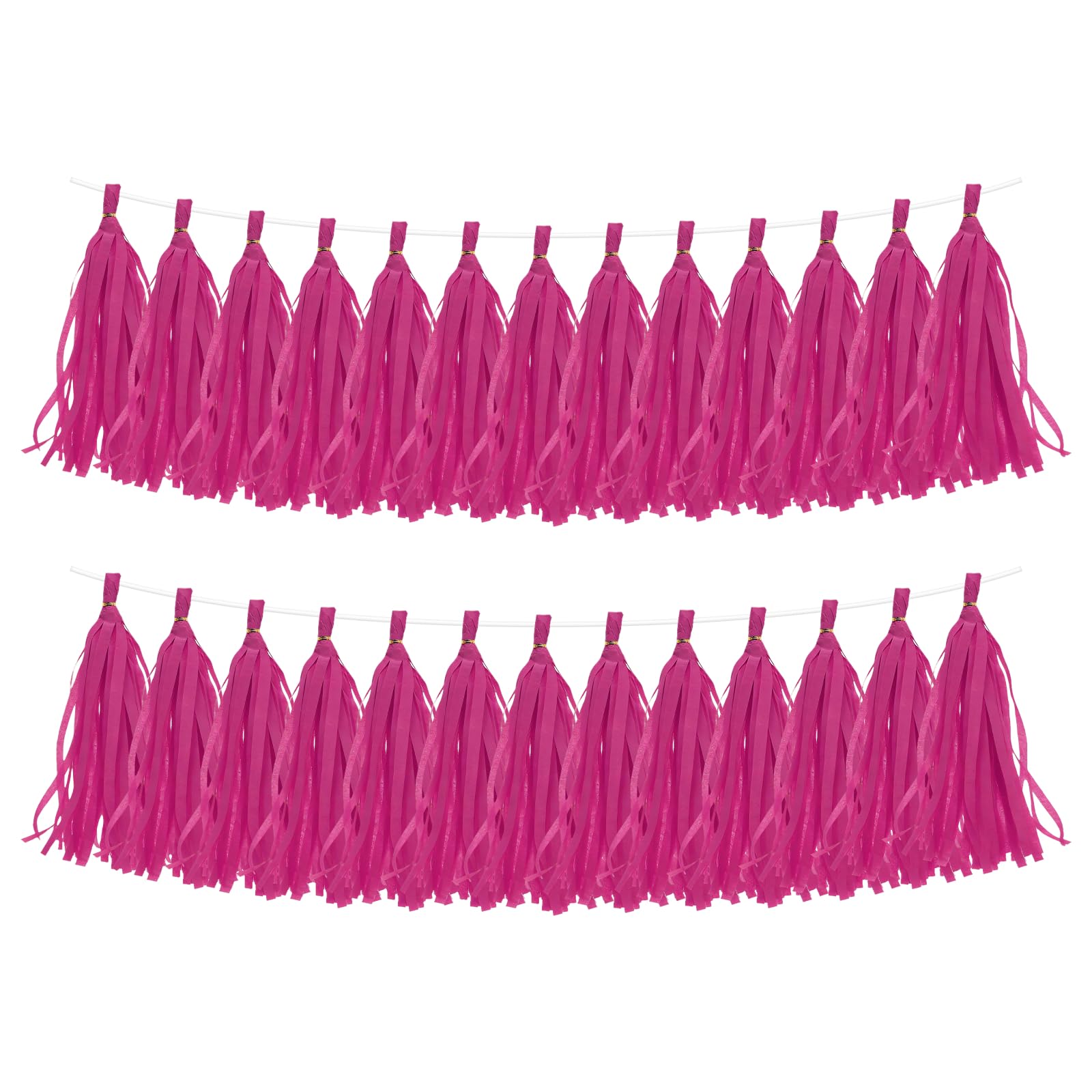 sourcing map 30Pcs Paper Tassels Garland, Tassel Garland Banner with Rope and Tie Wire for Party Decorations Wedding Decorations Football Party Engagement Decor DIY, Rose Red