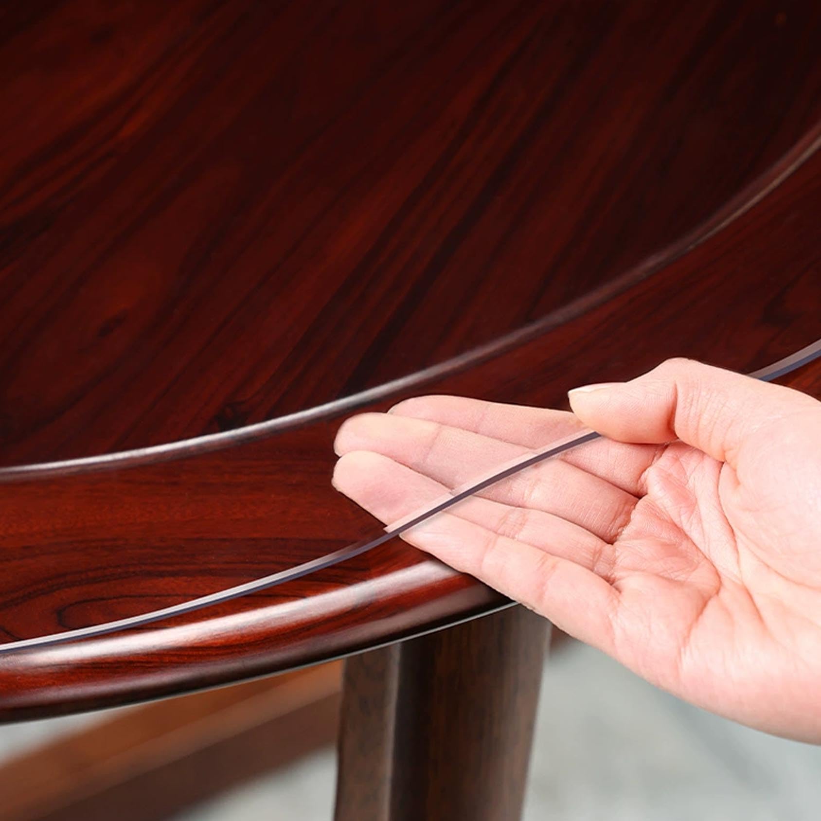 Tovaglia Rotonda in PVC Trasparente 2,0 mm di spessore, pellicola protettiva morbida impermeabile e antigraffio per Tavolo da Pranzo, Scrivania e Tavolino da Caffè