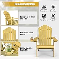 Vista 6 de Giantex Silla Adirondack para exteriores, sillas de patio de gran tamaño con portavasos oculto, veta de madera realista, capacidad de peso de 380