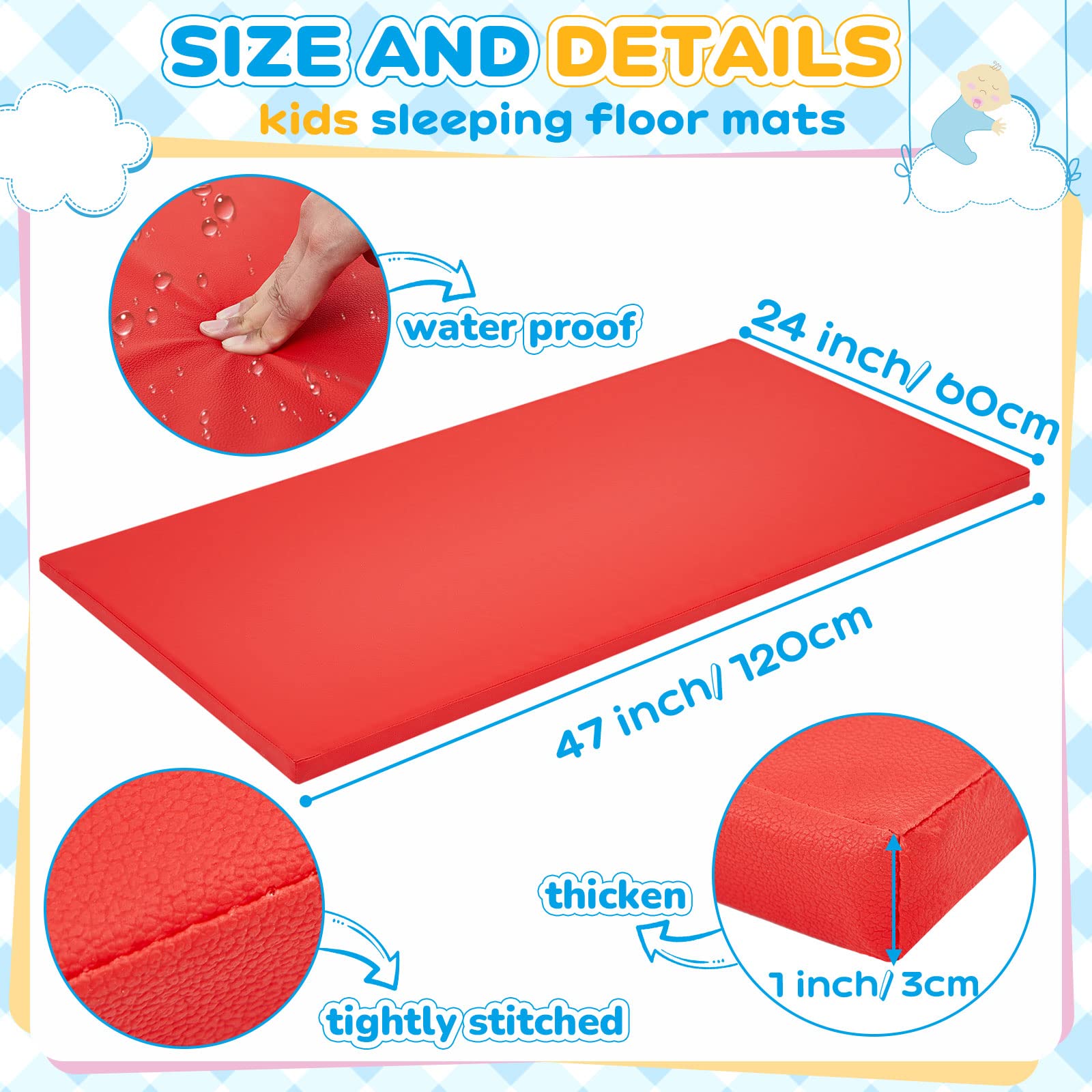 Geetery 6 Sets Rainbow Rest Mats for Kids Include 6 Pcs Rainbow Rest Floor Mats and 6 Pcs Children's Nap Blanket Polyester Soft Blanket 2 Colors for Kids Toddlers Daycare Furniture Supplies