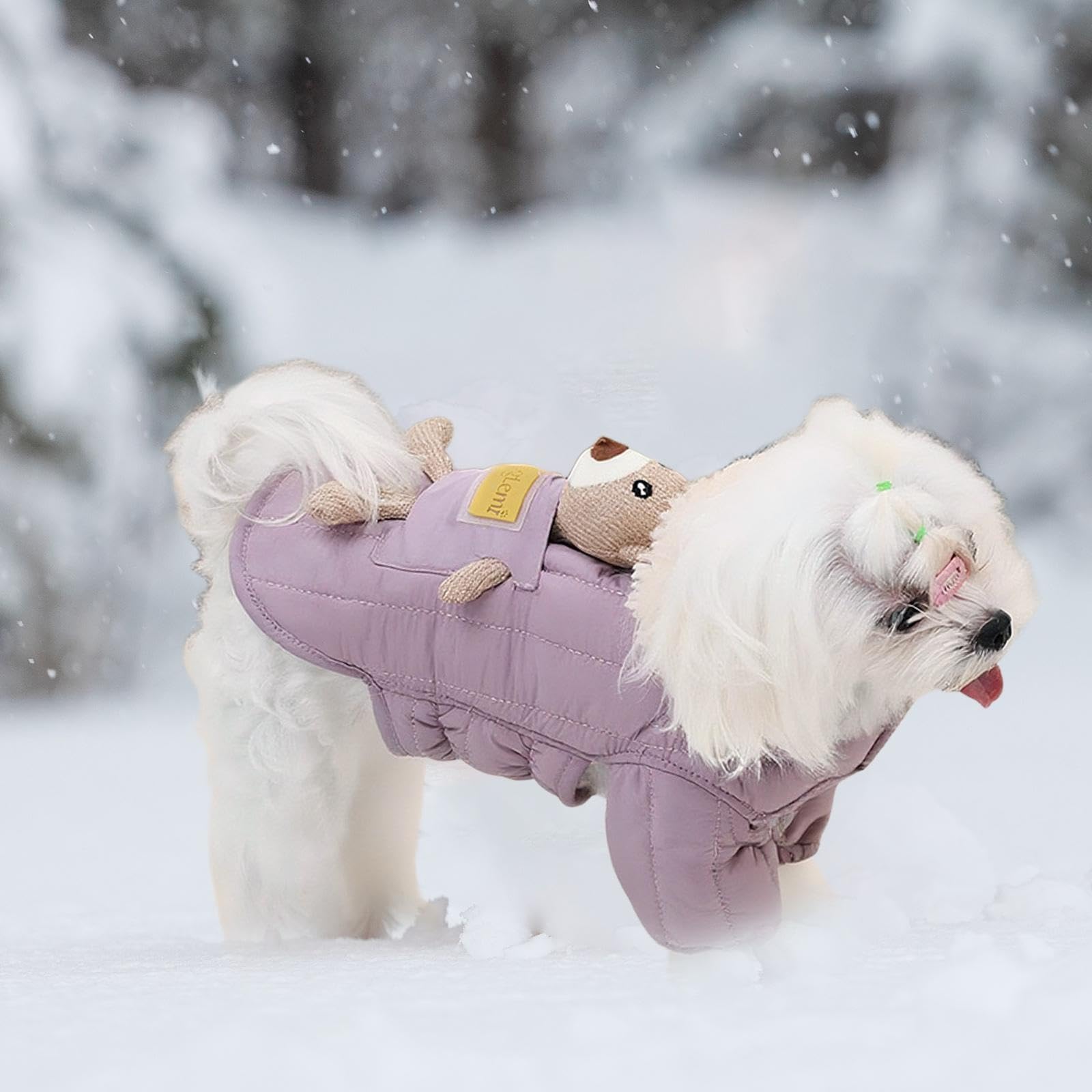 Chaqueta de Invierno para Perro Abrigo Acolchado a Prueba de Viento Traje para Nieve con Puños Elásticos Removible Adecuado para Paseos, Pink M