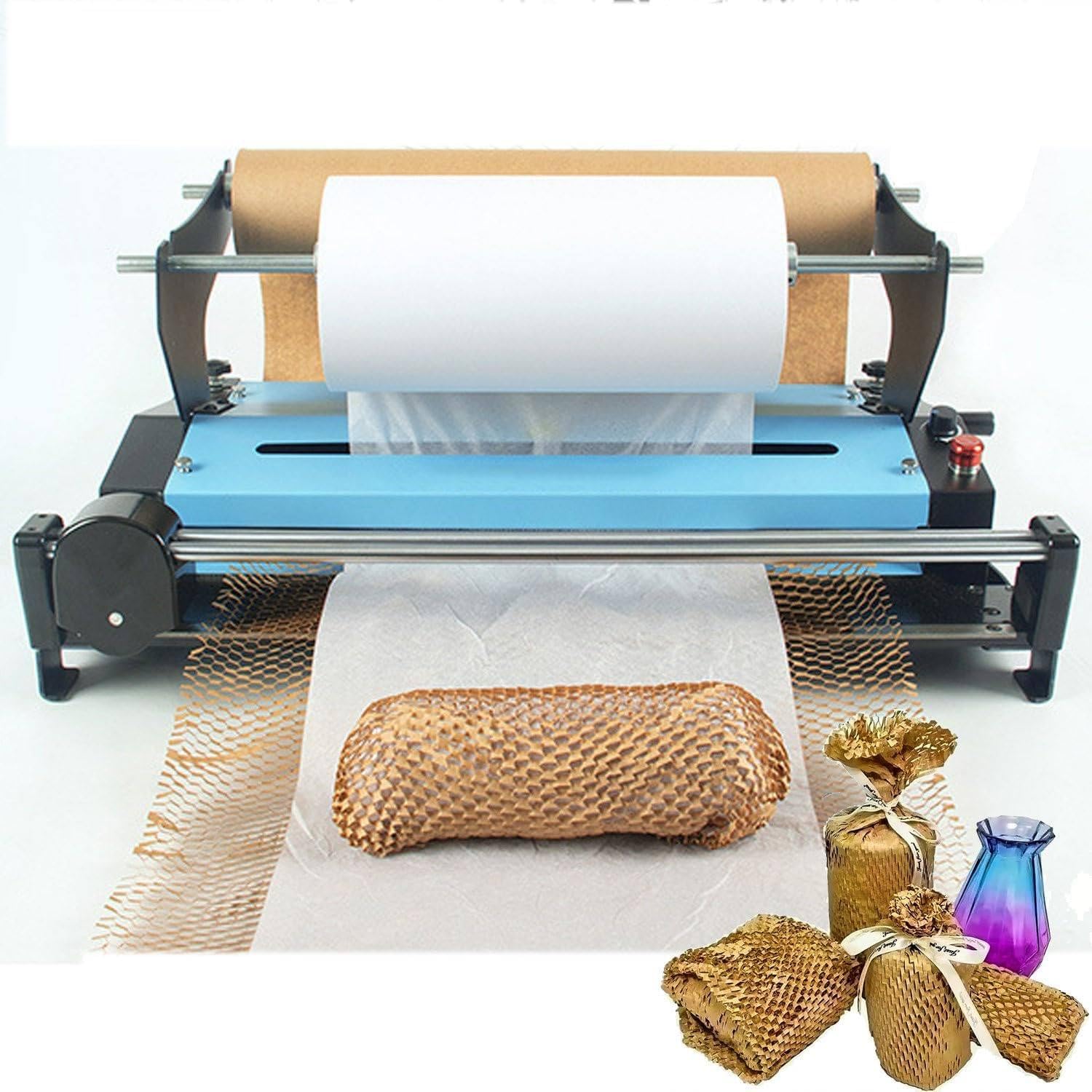 Dispensador de rollos de papel de embalaje ajustable, expulsión automática de papel de 0 a 25 m/min para envoltura protectora acolchada, para envíos de pequeñas empresas