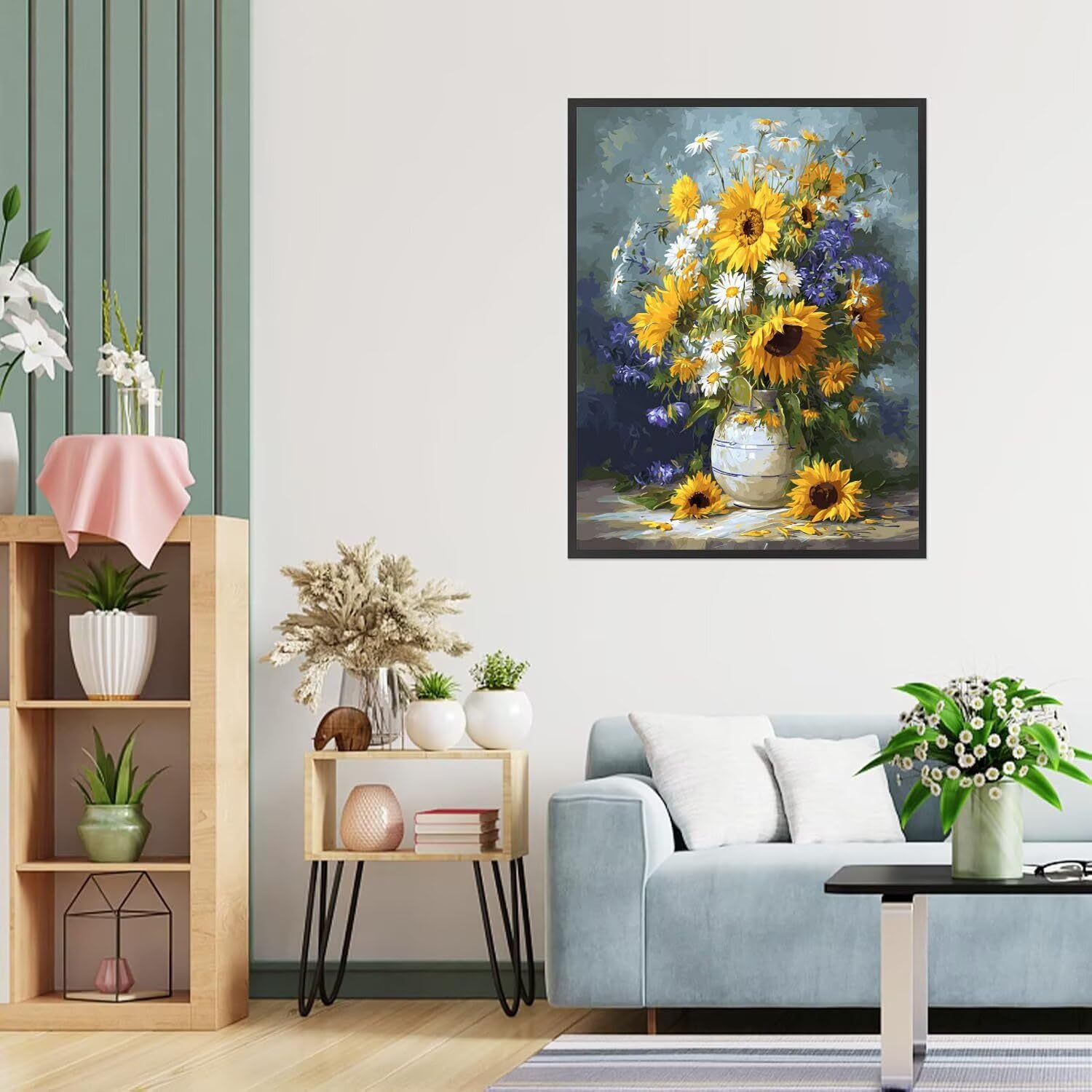 Dipingere con i Numeri Adulti Girosoli, Giallo Dipingere con i Numeri Bambini DIY Kit, Set Premium con Pennelli, Decorazione Casa & Creativo Regalo, Attività di Tempo libero 70x95cm z-430