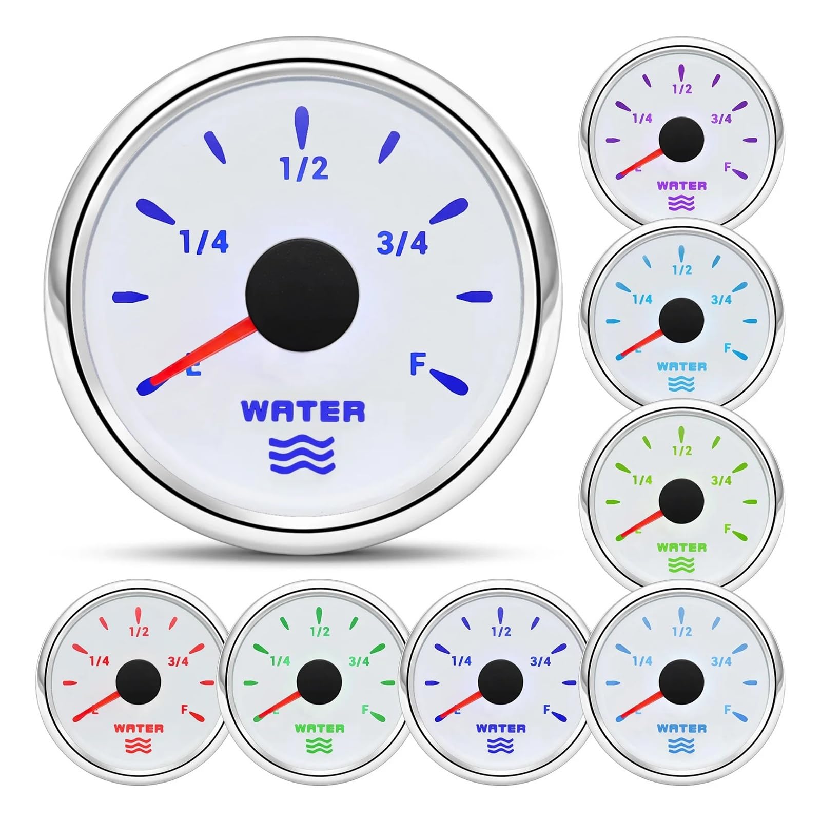 7 kolorów podświetlenia 2"52mm wskaźnik poziomu wody + czujnik poziomu wody 100-600mm 0-190Ohm wskaźnik poziomu zbiornika Auto samochód łódź Stabilne monitorowanie(550mm SensorXGauge)