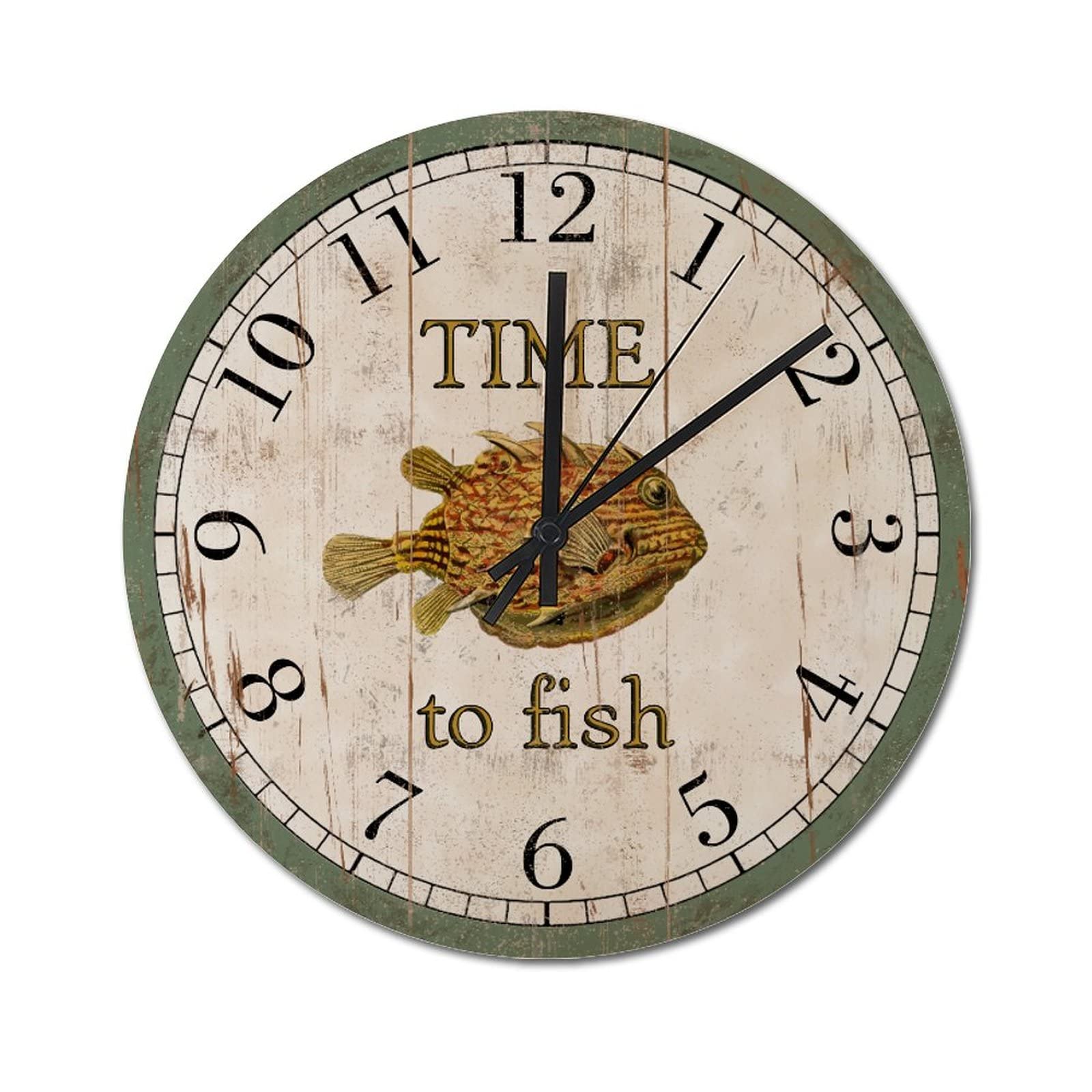 Horloge murale ronde en poisson pour cuisine rustique et salon chaleureux