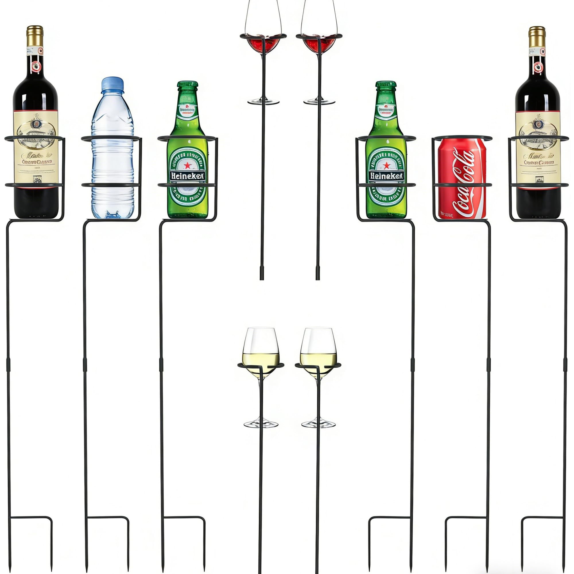 Urban Deco Heavy Duty Outdoor Drink Holder Set of 10, Stakes Beach Cup Holders for Yard Beverage Holder Stakes, 6 Packs Plus Extra 4 Goblet Drink