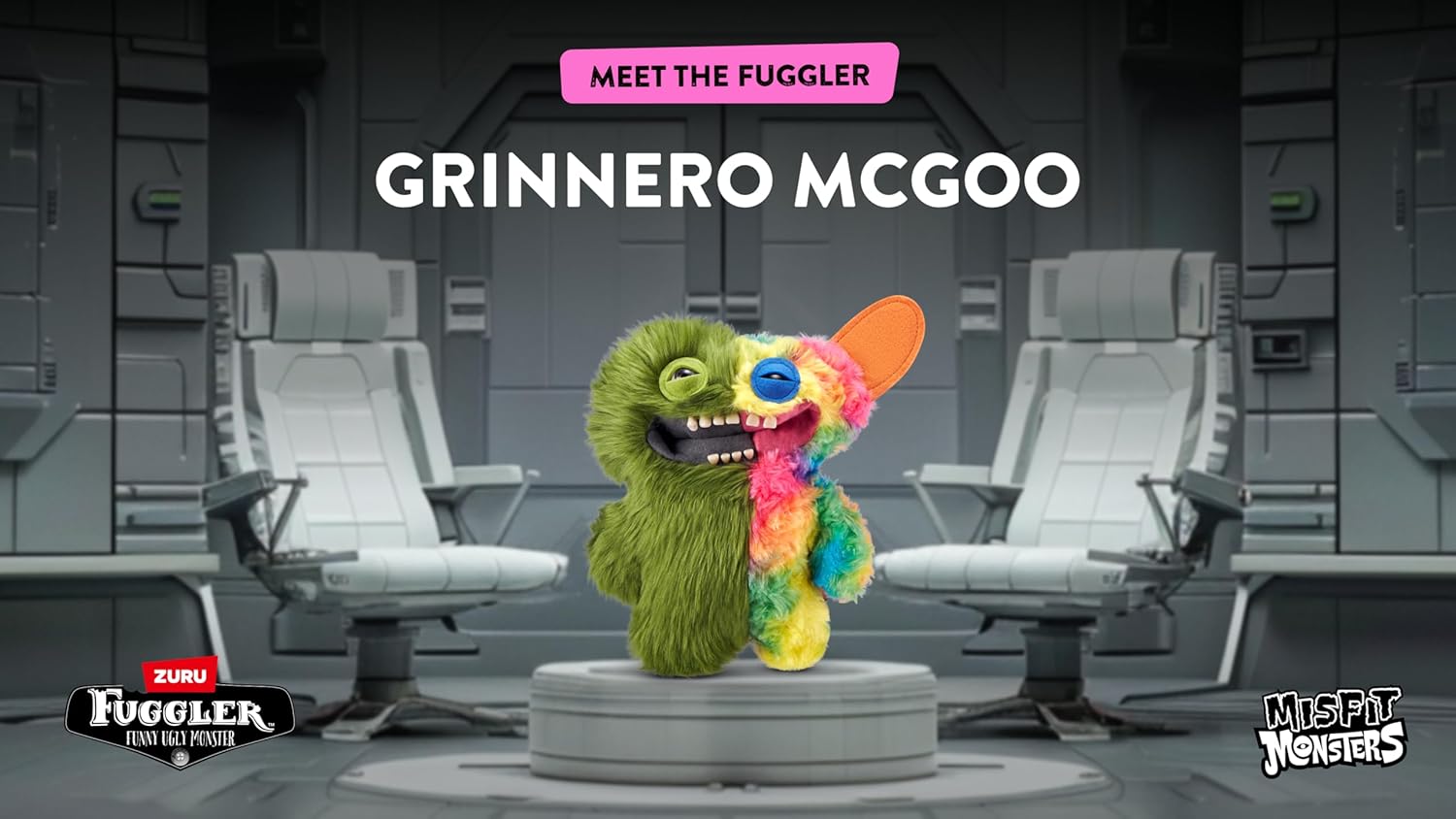 Fuggler ZURU Misfit Monsters 9" Series 1 Funny Ugly Monster Plush Toy (Grinnero McGoo - Green & Multi)