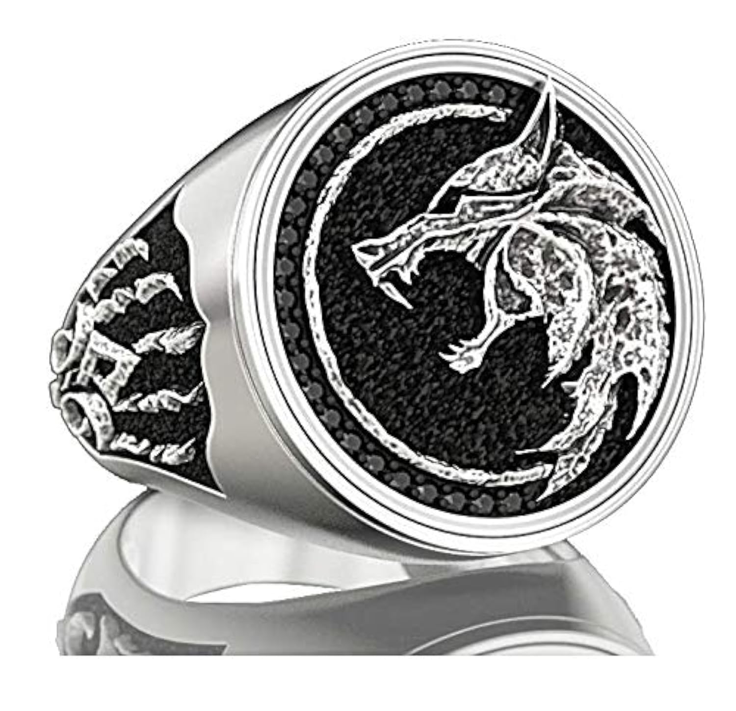 EZUY GNAY Mens Wolf Ring Jewelry Stainless Steel Ring Viking Ring Wizard Warrior Hunter Wolf Head Rings Gift For Men