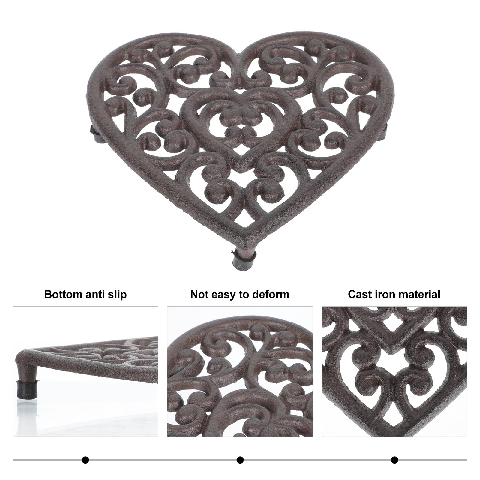 Sottopentola a Forma di Cuore in Ghisa 1 Pezzo Marrone