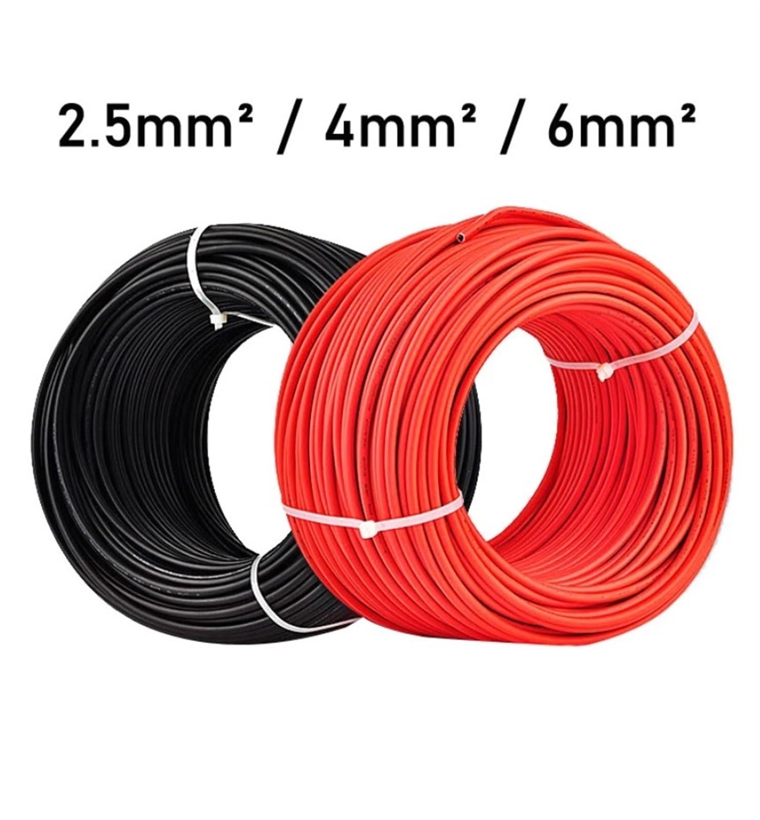 Cable eléctrico, cable conductor de cobre solar, cable fotovoltaico de 2 a 30 metros, cable solar rojo o negro.(Red 6 meter,10 AWG 6mm2)