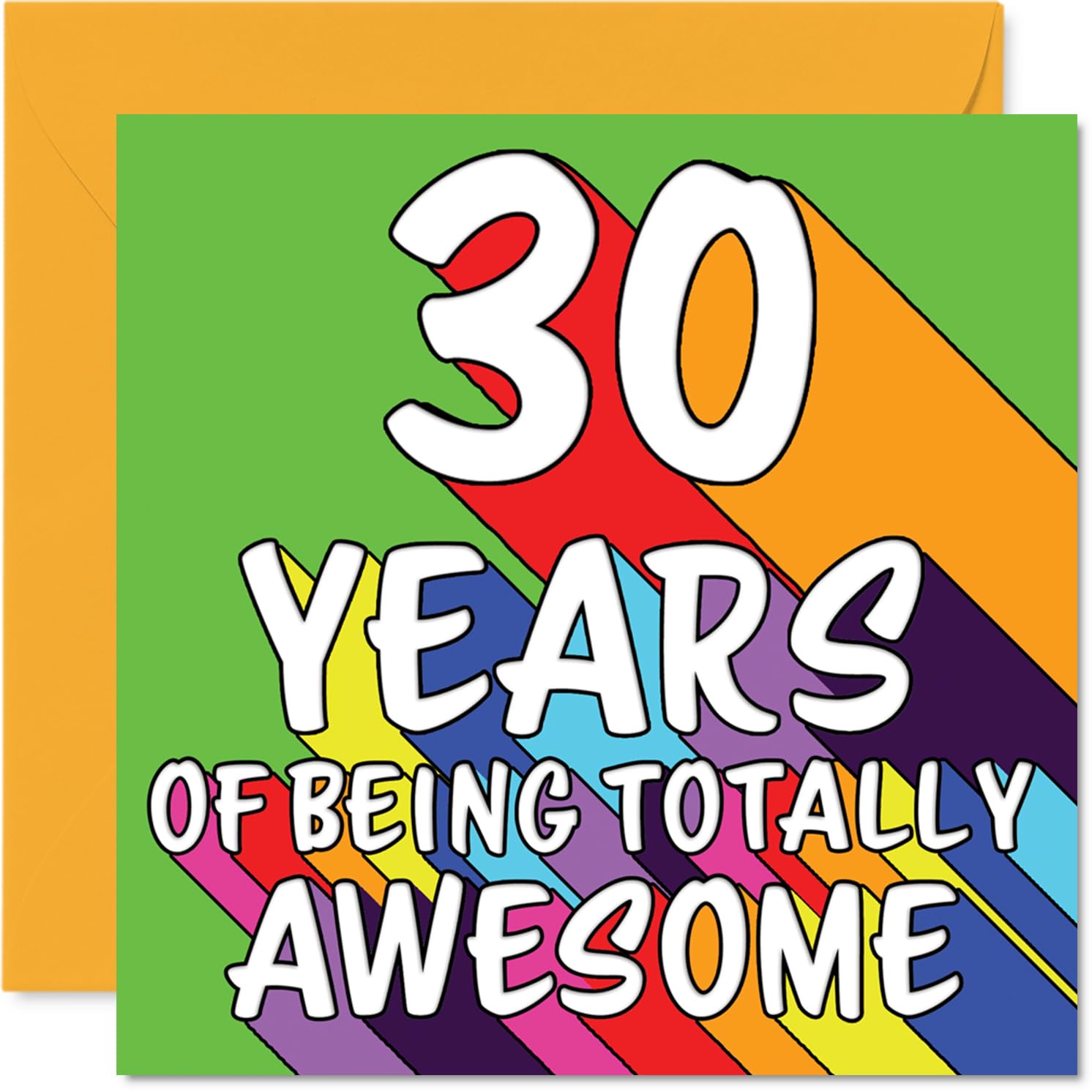 30th Birthday Cards for Men Women - Rainbow Awesome - Happy Birthday Card for 30 Year Old Man Woman Friend Colleague Sister Daughter, 145mm Bday Greeting Cards