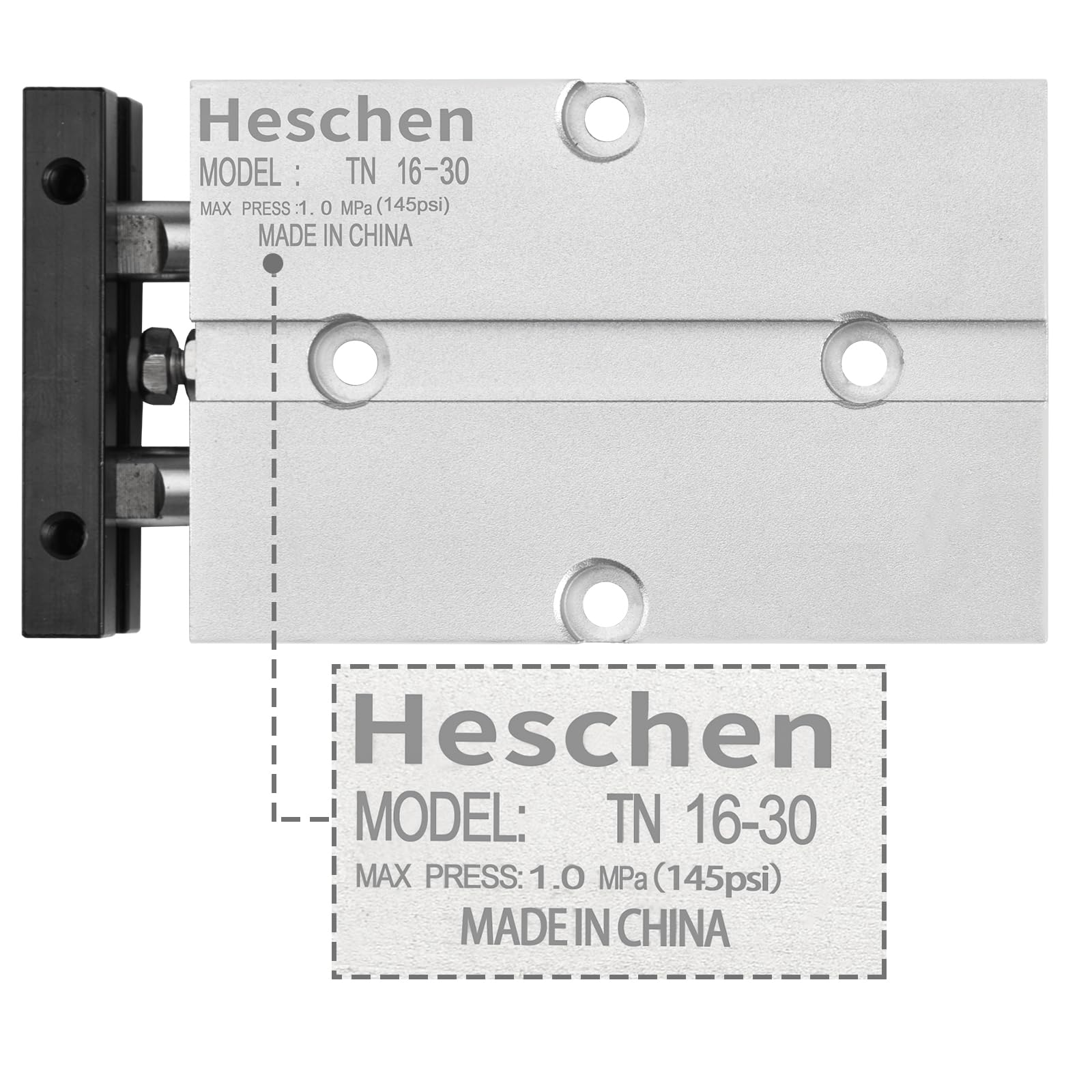 Heschen Pneumatyczny cylinder pneumatyczny, TN16-30 (TDA16-30), otwór 16 mm, skok 30 mm, dwustronny aluminiowy pneumatyczny cylinder pneumatyczny, z magnesem