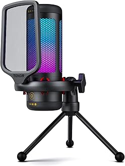 TONOR Gaming USB Microphone with Adjustable RGB Modes & Brightness, Condenser PC Mic for Streaming Podcast Recording Studio Singing Youtube, Computer Desk Mic Compatiple with Laptop/Mac/PS4/PS5 TC310