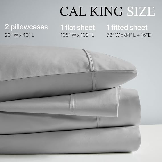 Madison Park 1000 TC Cotton Blend Sheet Set, Cal King Size Set Grey 4Psc