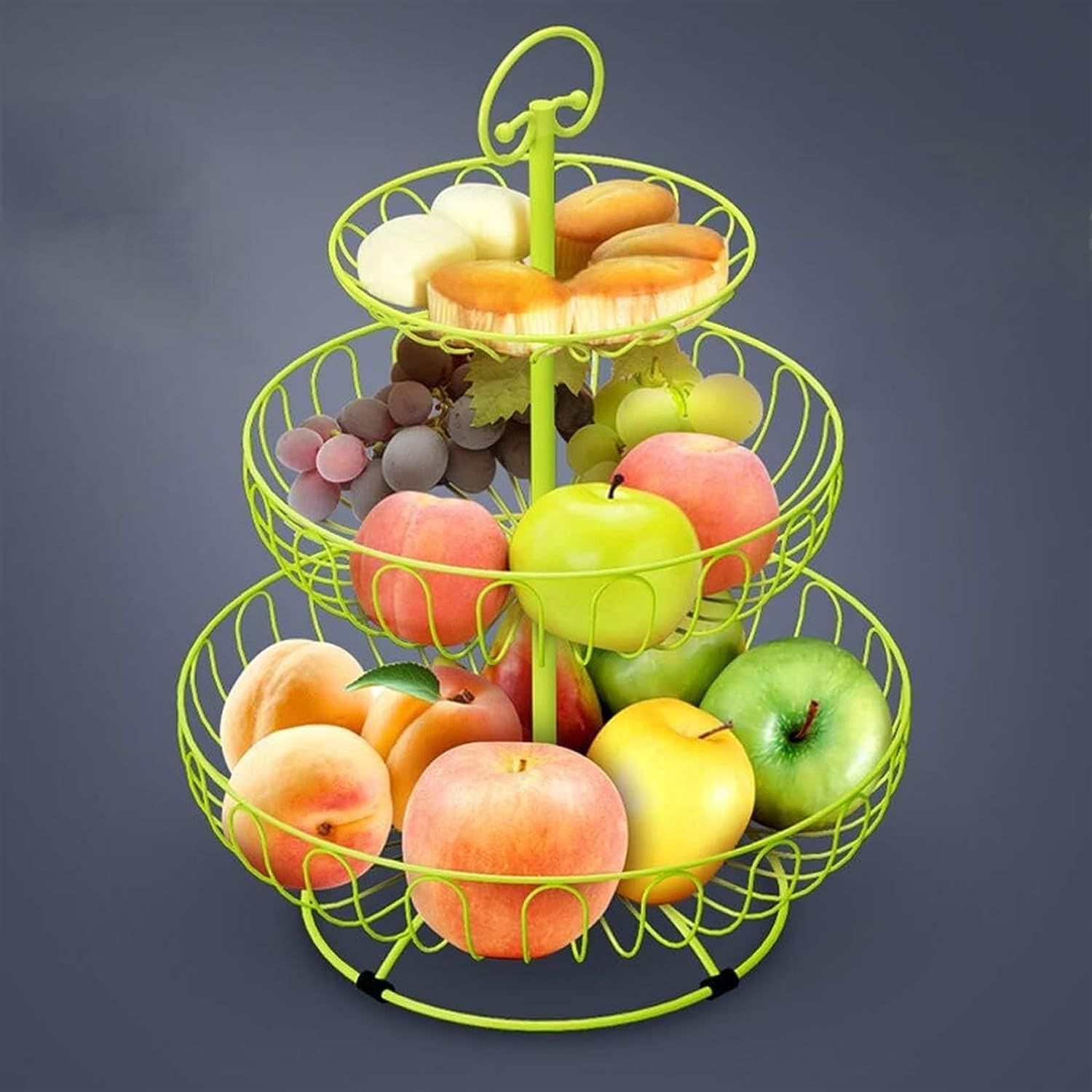 Mnuvxzaewf D Kitchen Countertop Fruit Rack-Metal Basket 3 Tier(D)