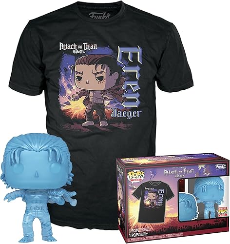 Funko POP! & Tee Attack on Titan - Eren Yaeger con marcas - Grande - (L) - Camiseta - Ropa con figura de vinilo coleccionable - Idea de regalo -