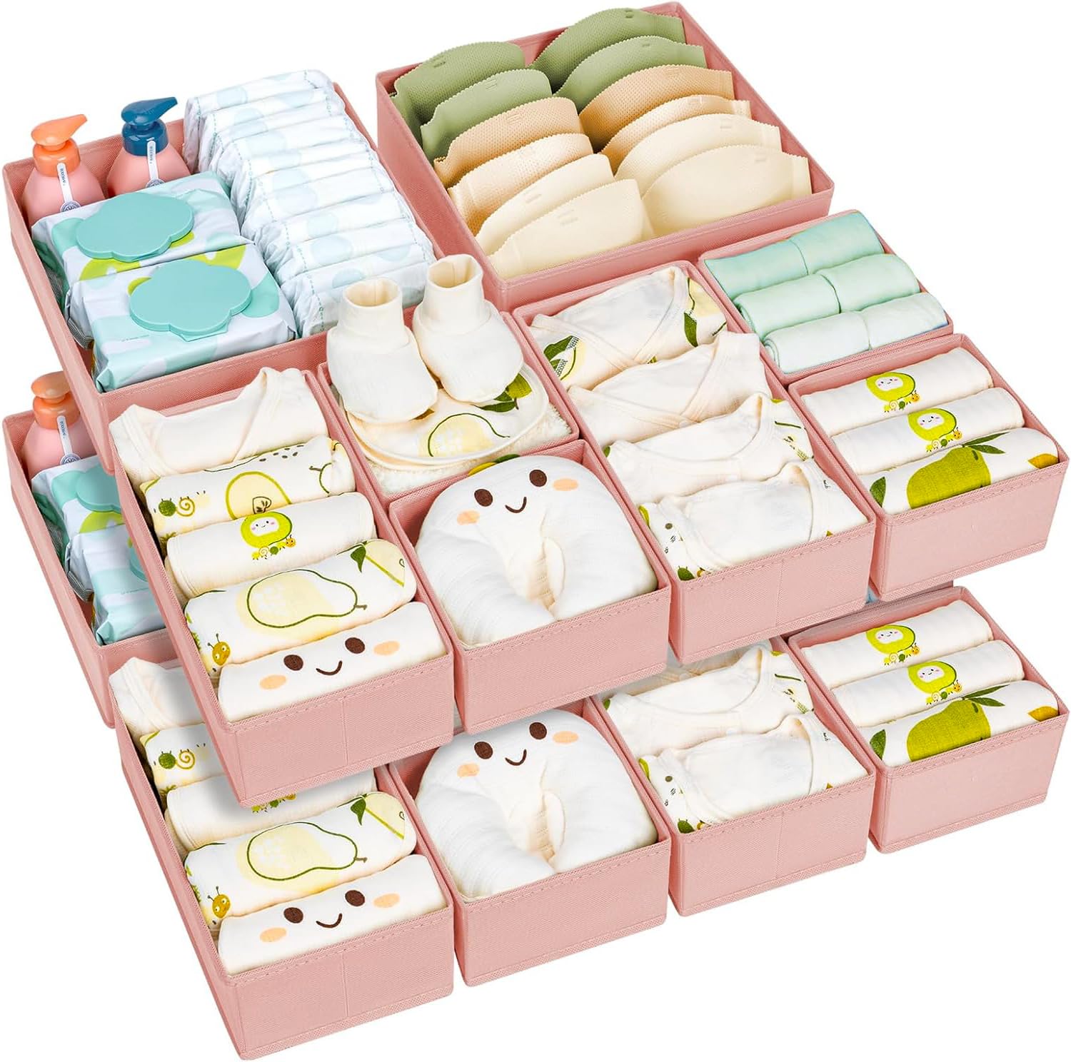 DIMJ Organizador Cajones Juego de 12 Cajas Almacenaje Plegables de Tela Para Guardar Ropa, Organizadores de Cajones No Tejidos, Calcetines, Ropa Interior, Clásico Gris — view 11