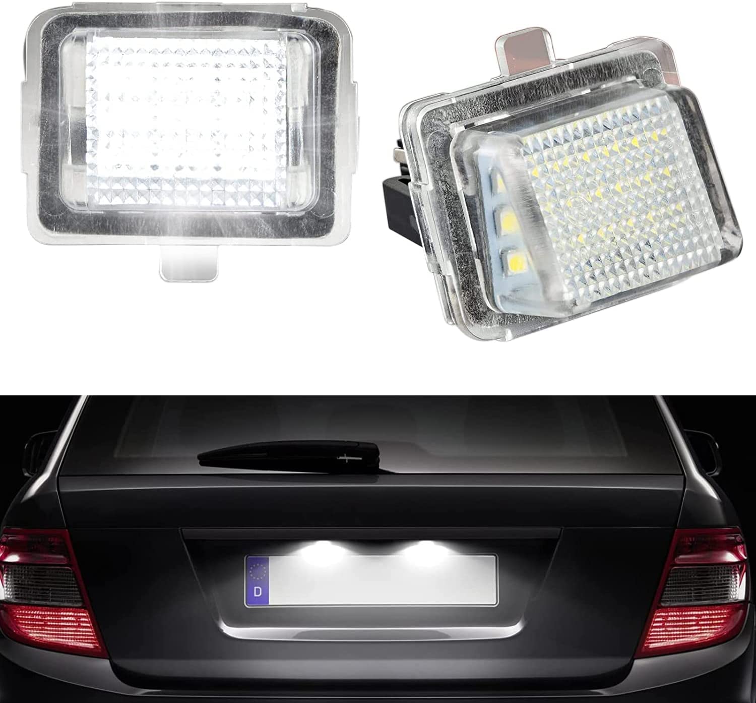 2 x oświetlenie tablicy rejestracyjnej LED tylne lampy tablicy rejestracyjnej zamiennik kompatybilne z klasą C W204 C204 S204 klasa CLS W204 klasa E W212 C207 S212 klasa S W221 C216 SL-CLASS R231