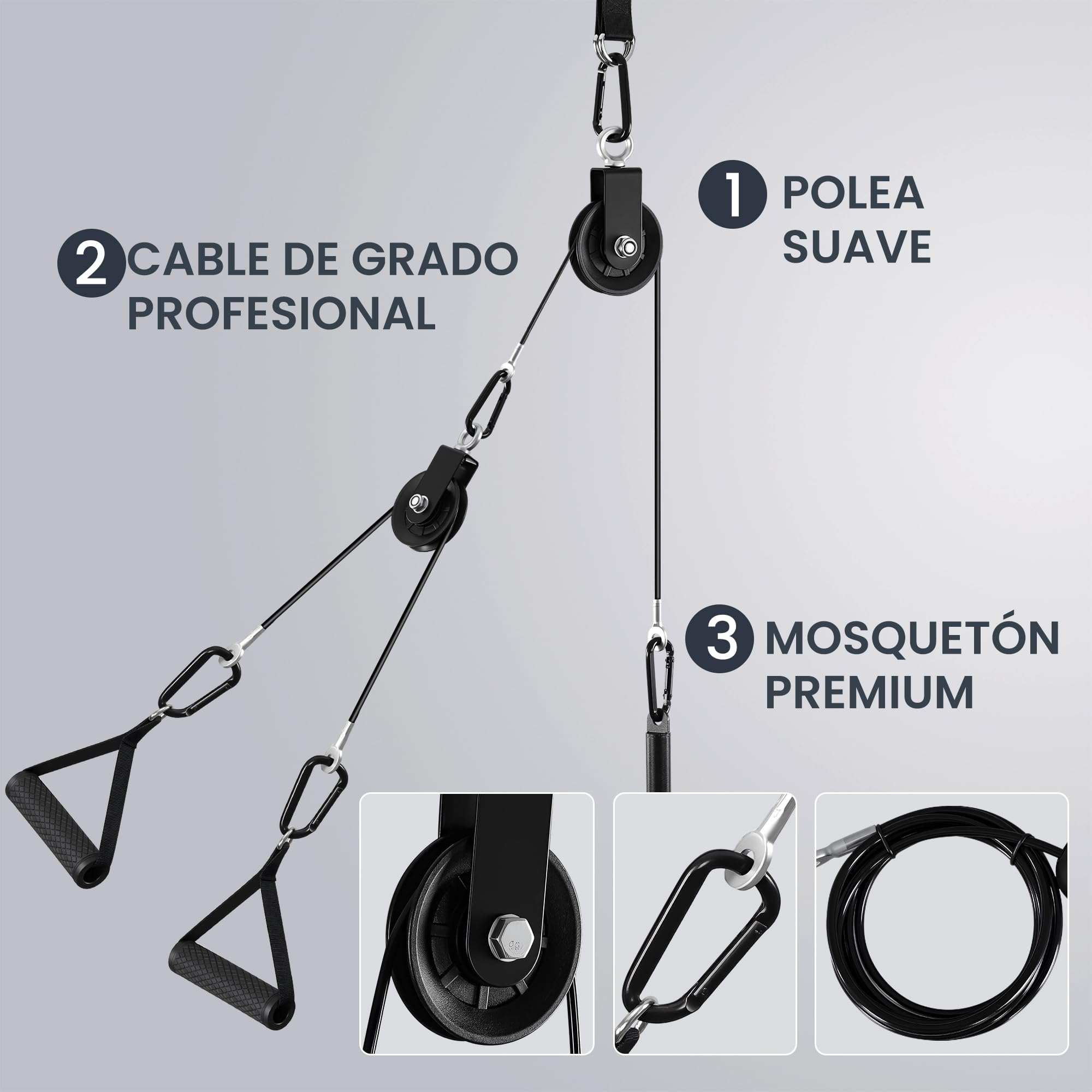 Ultrasport I Newest Edition - Torre de Torre con Ruedas silenciosas, Sistema de tracción para casa, Incluye Barra de torreza, Cuerda de tríceps y Barra de bíceps, Peso del Usuario hasta 100 kg