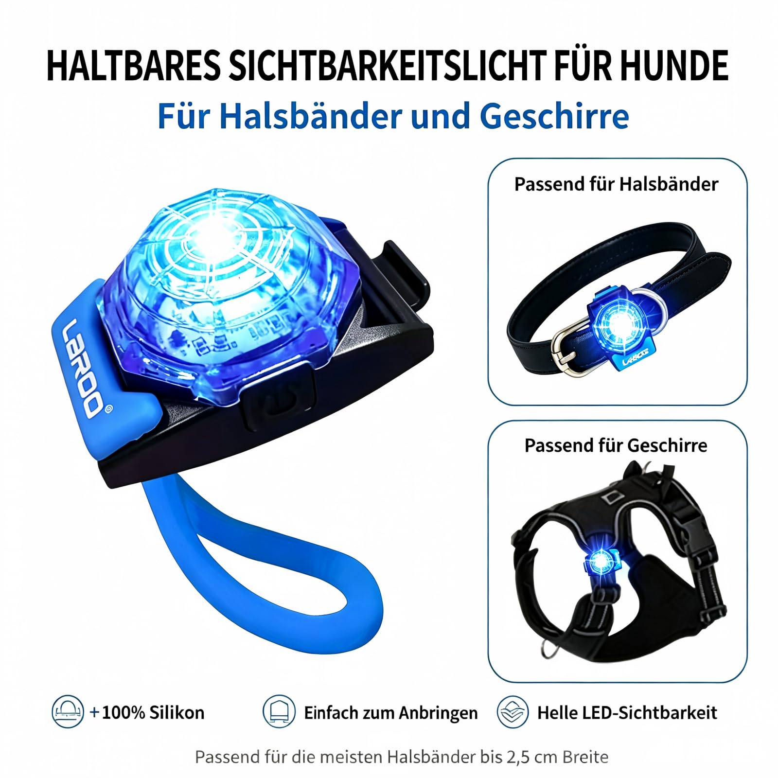 LaRoo Luz LED intermitente de seguridad para perros, gatos, luz LED colgante, llavero con 3 modos de parpadeo, luz de seguridad para pasear con el perro y deportes al aire libre, recargable, All,