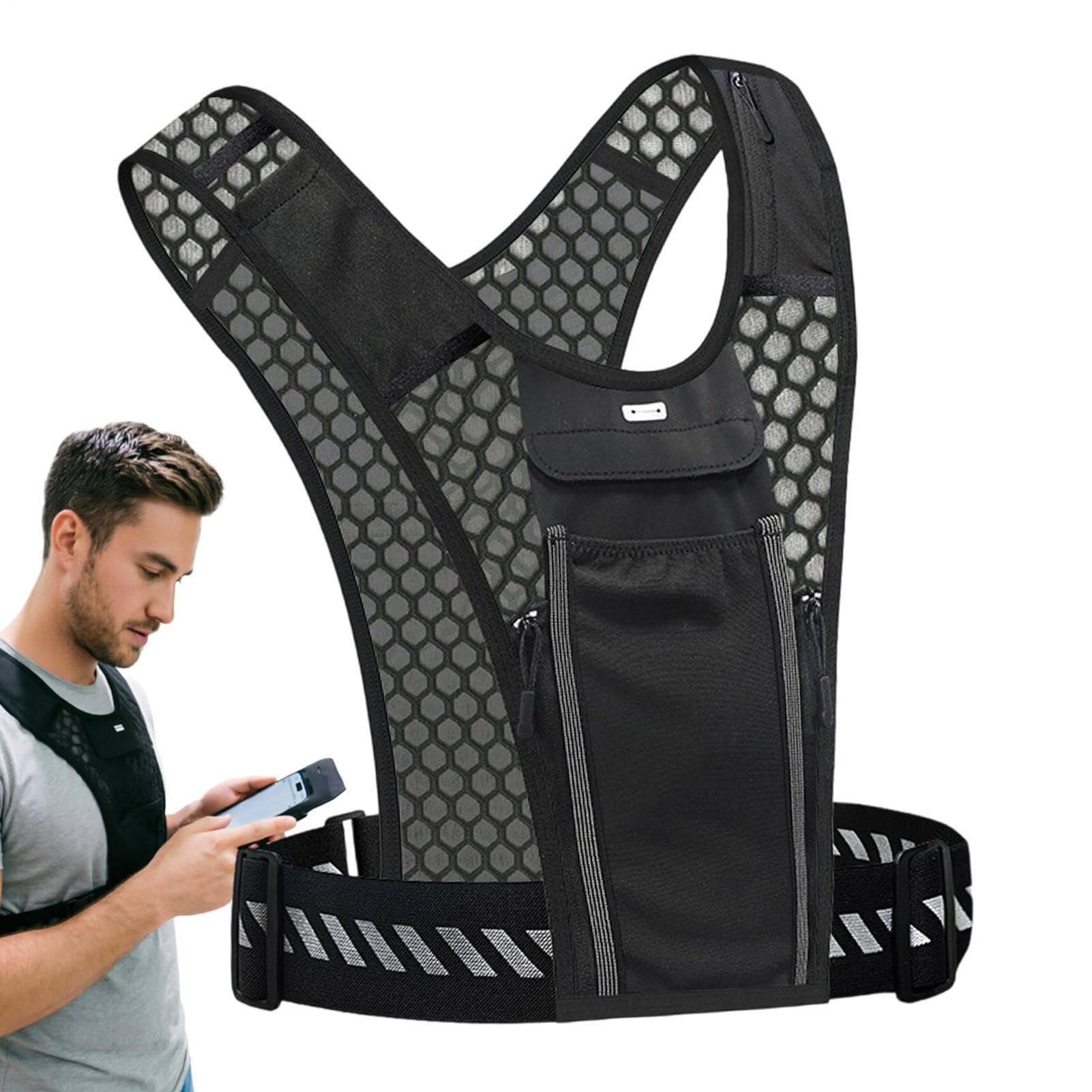 Chaleco de running para teléfono transpirable ligero reflectante jogging 8