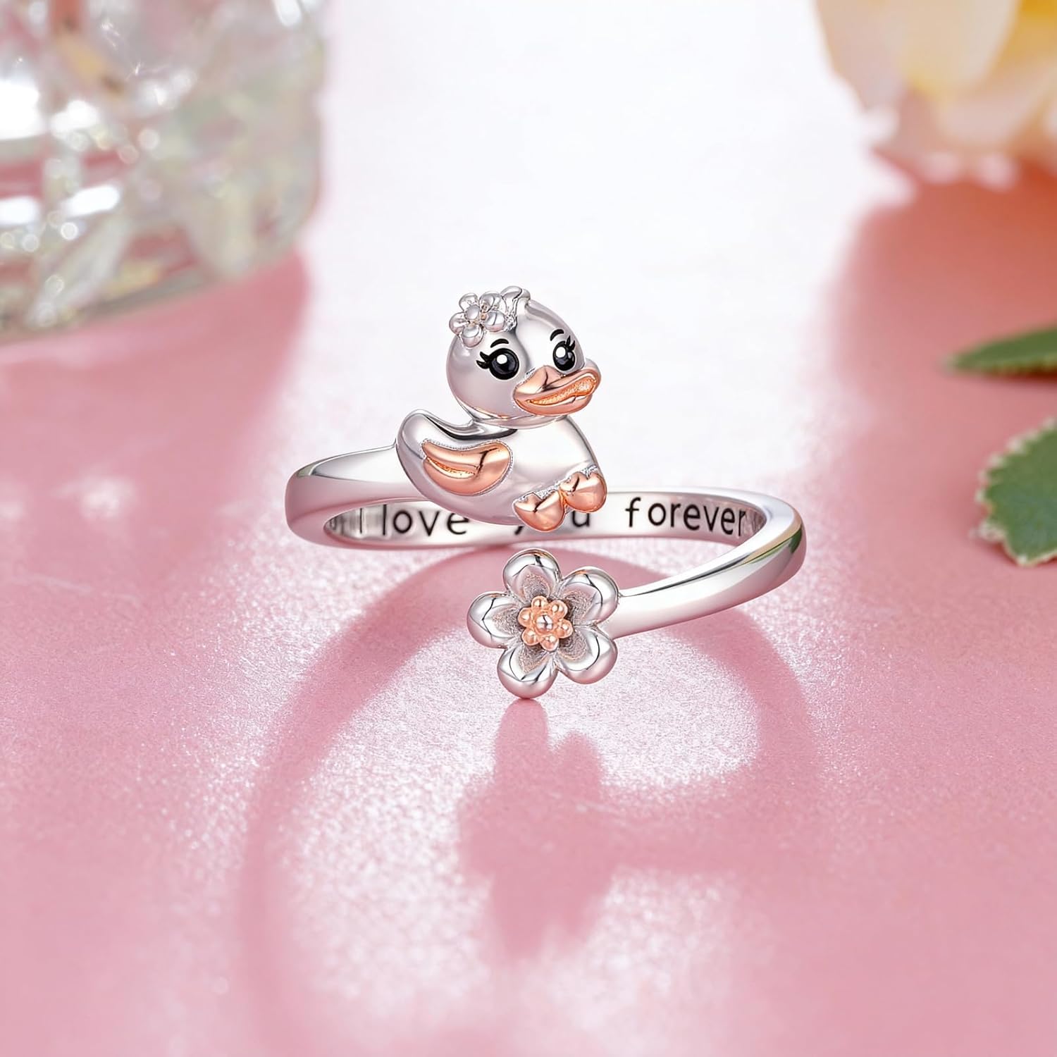 Duck Gifts for Duck Lover S925 Sterling Silver Duck Ring Cute Animals Duck Jewelry Gifts for Women - Image 2