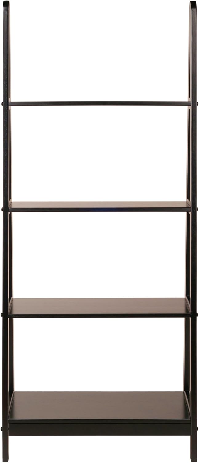 Transitional Espresso Wood 4-Tier Ladder Bookcase