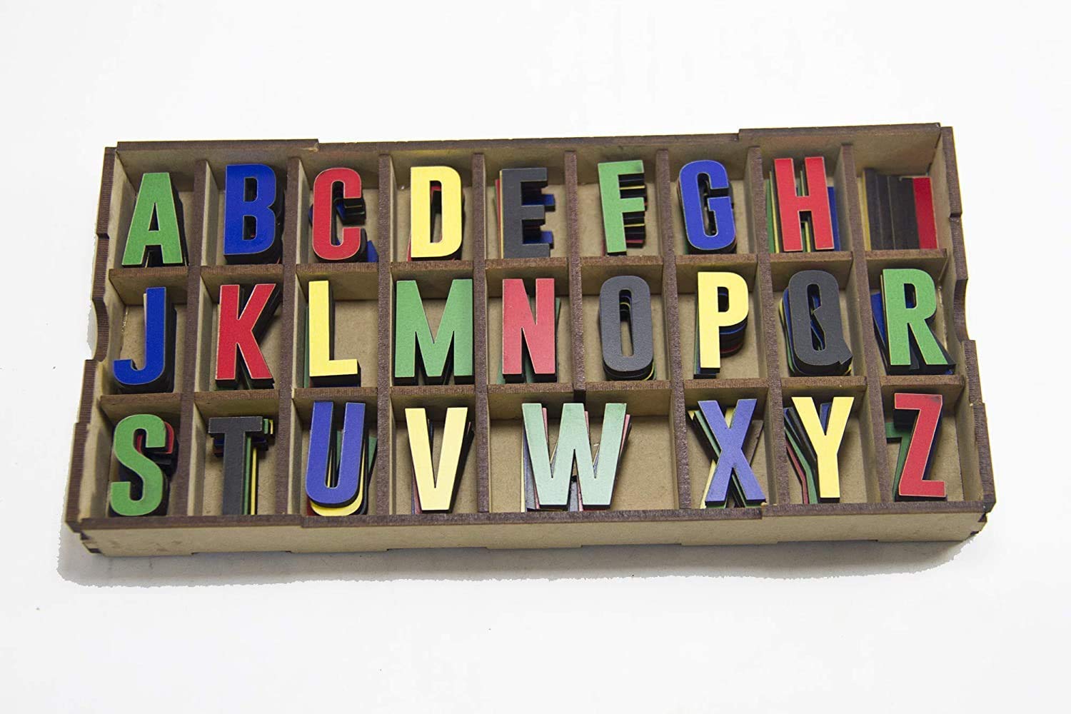 Alphabet Memory Character Letters Decoration Wooden Letters Craft Capital Kid Cutouts 5 Pcs Each Alphabet (130 Pieces) (Multi-Color) by KEEBORI 3