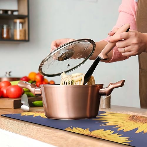 Miniatura 6 de Salvamanteles de girasol azul para ollas y sartenes calientes, posavasos resistentes al calor y tapete impermeable de cocina para granja, 39.40 x