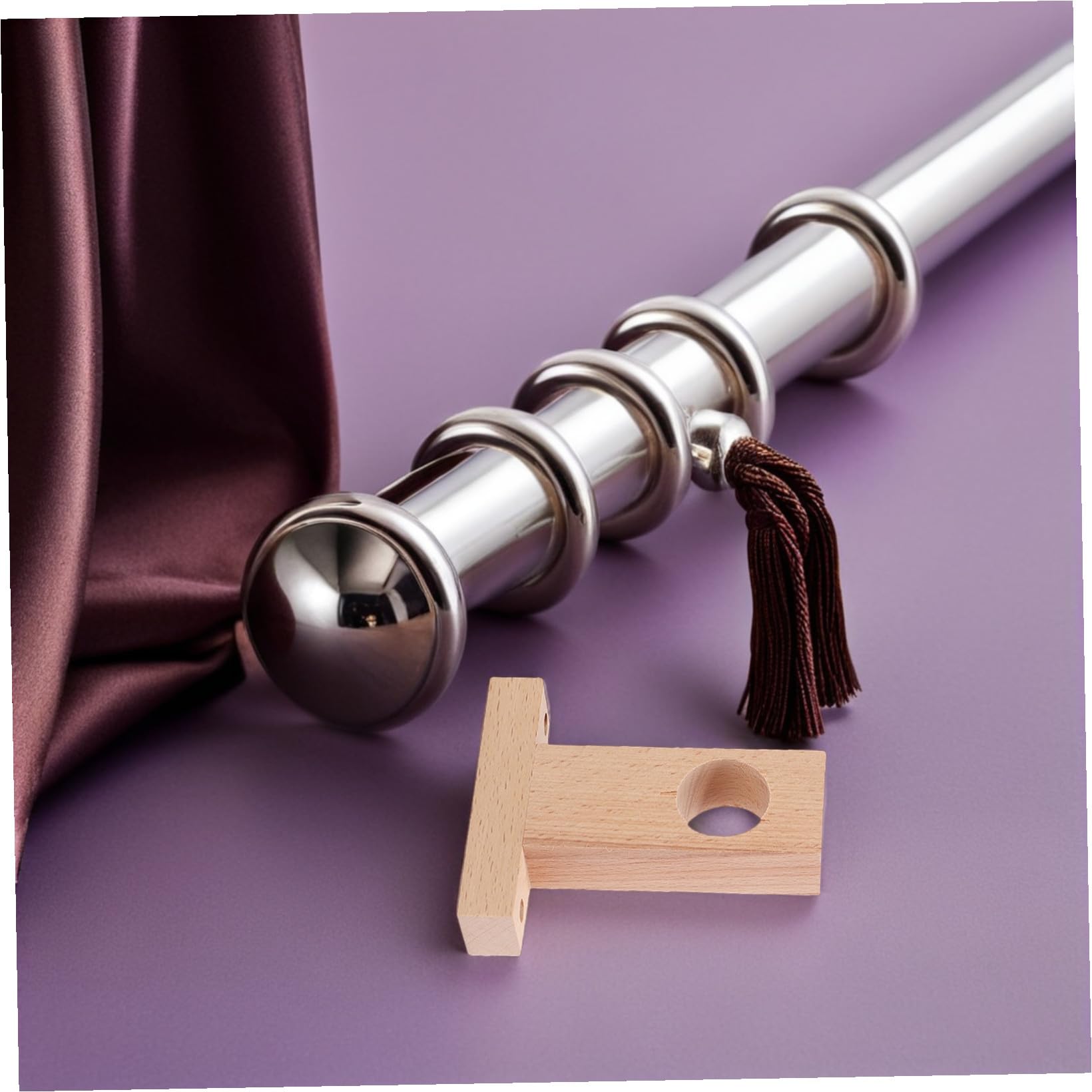 SOIMISS Supporto per Bastone per Tende in Legno 4 Pezzi, Robusto e Resistente, Accessorio per Tende da Interno per Camera e Ufficio