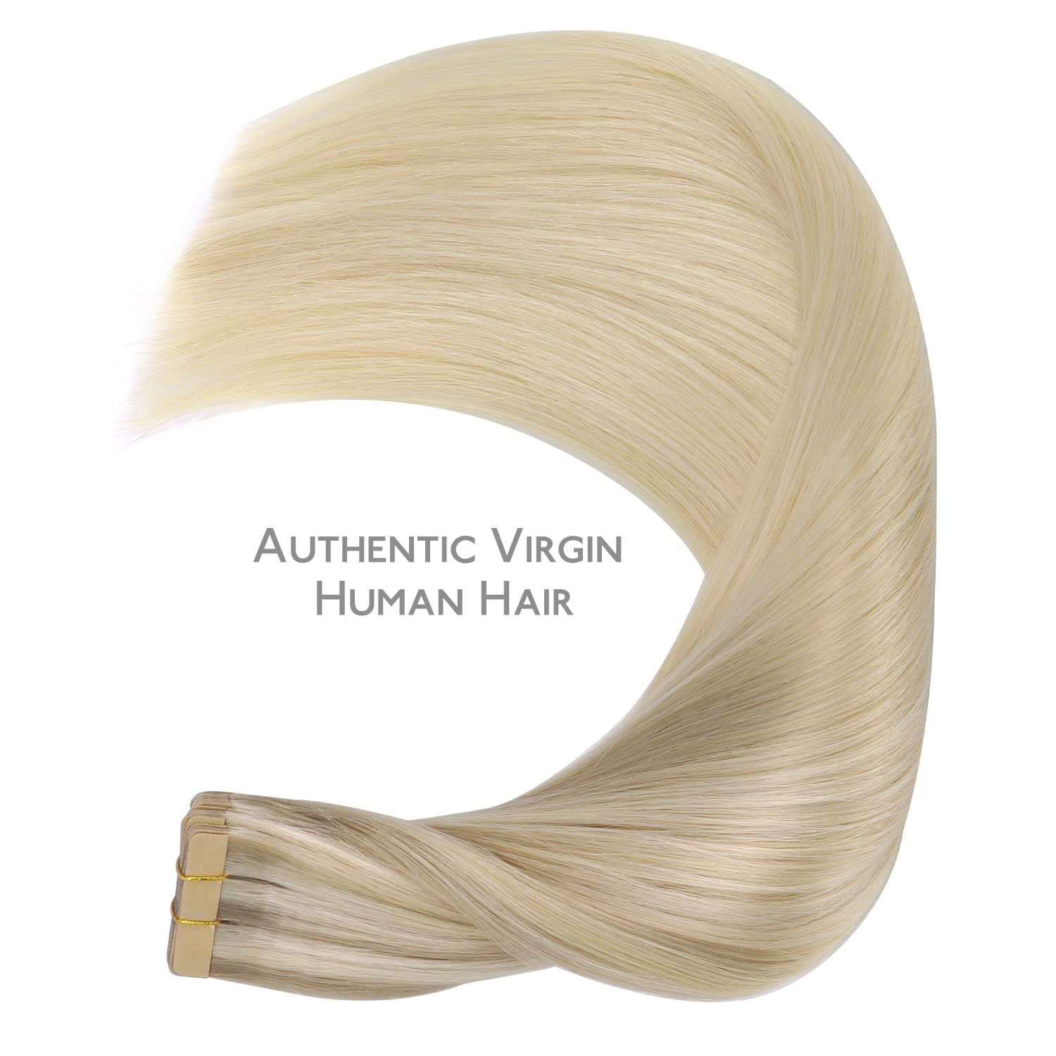 WENNALIFE Extensiones Adhesivas Pelo Natural, 50cm, 50g, 20 Piezas, Aschblond bis Goldblond und Platinblond, Extensiones Pelo Remy Cabello Humano — view 6