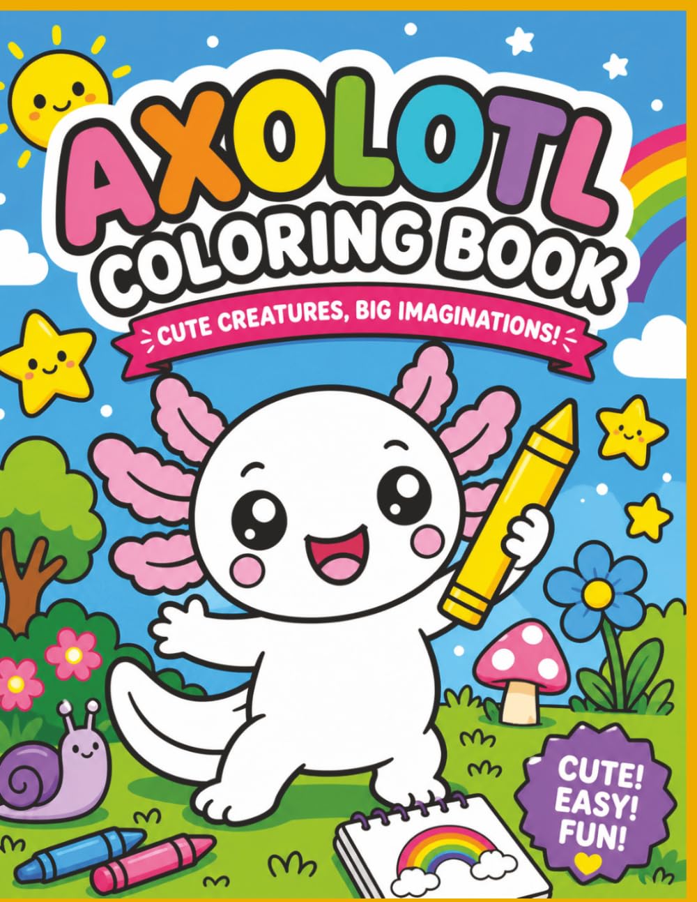 Axolotl Adventures: The Ultimate 8.5 x 11 Bold & Easy Coloring Book: Easy to Color Sea Creatures for Beginners