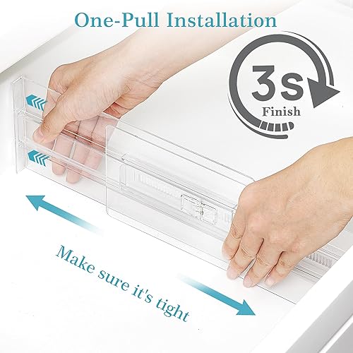 Miniatura 6 de Vtopmart Paquete de 8 separadores de cajones para ropa, 4 pulgadas de alto 10.2 a 16.5 pulgadas, organizador de cajones de tocador ajustable y